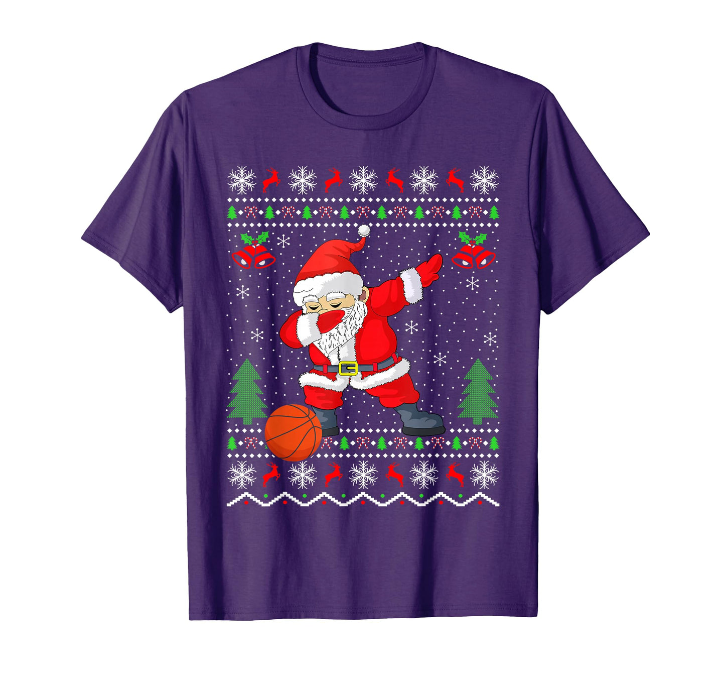 Funny Dabbing Santa Basketball Player Ugly Christmas Pajamas T-Shirt