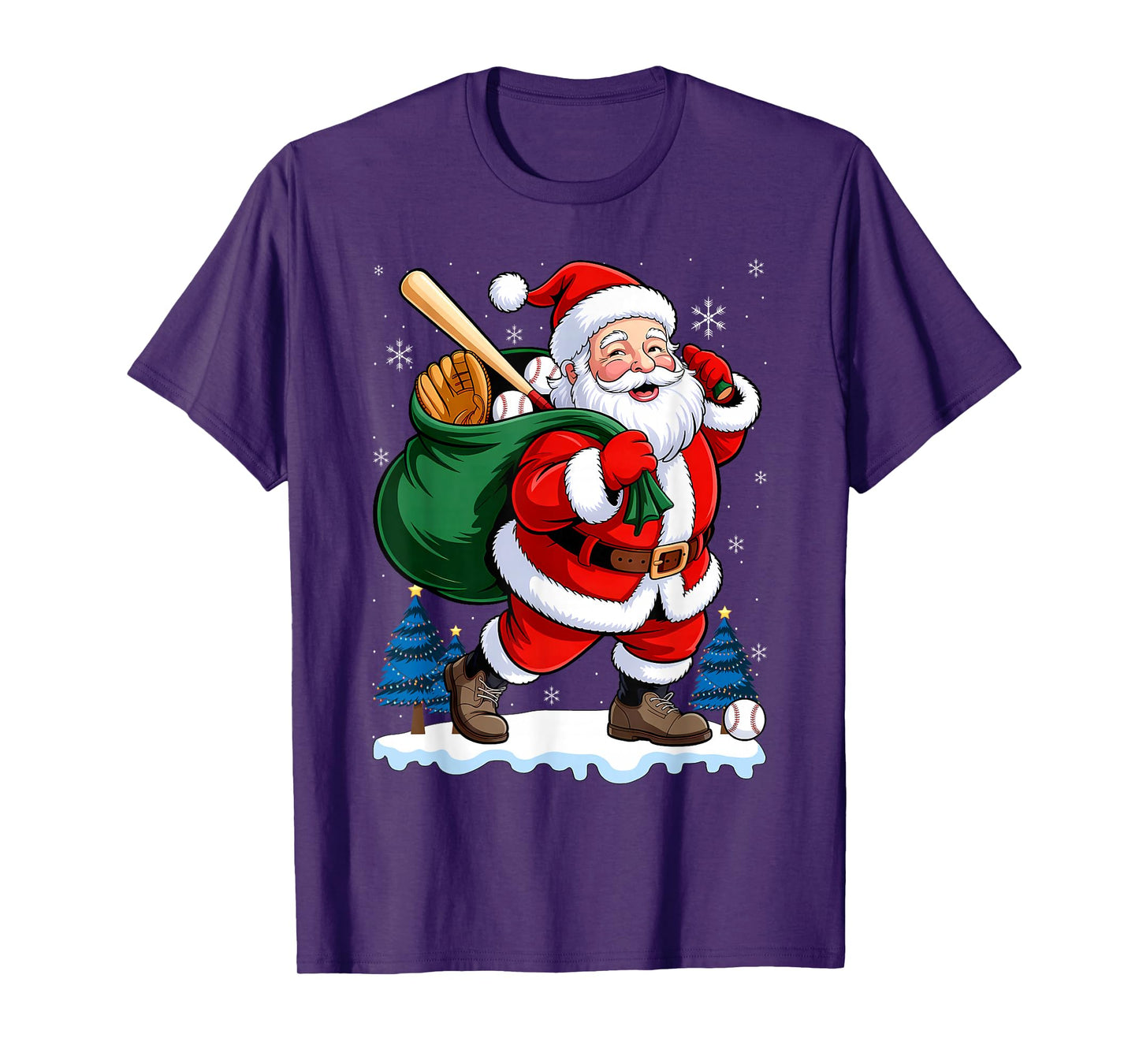 Baseball Sport Fan Santa Claus Funny Christmas Holiday T-Shirt