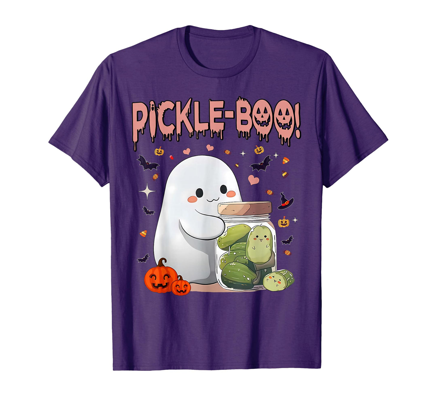 Vintage Kawaii Pickle Boo Ghost Halloween Spooky Season T-Shirt