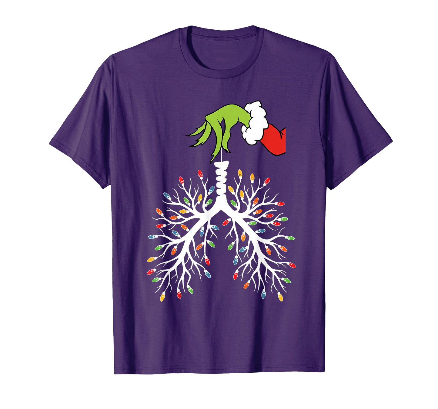 Christmas Nurse Lung Xmas Lights Funny Pulmonologist Holiday T-Shirt
