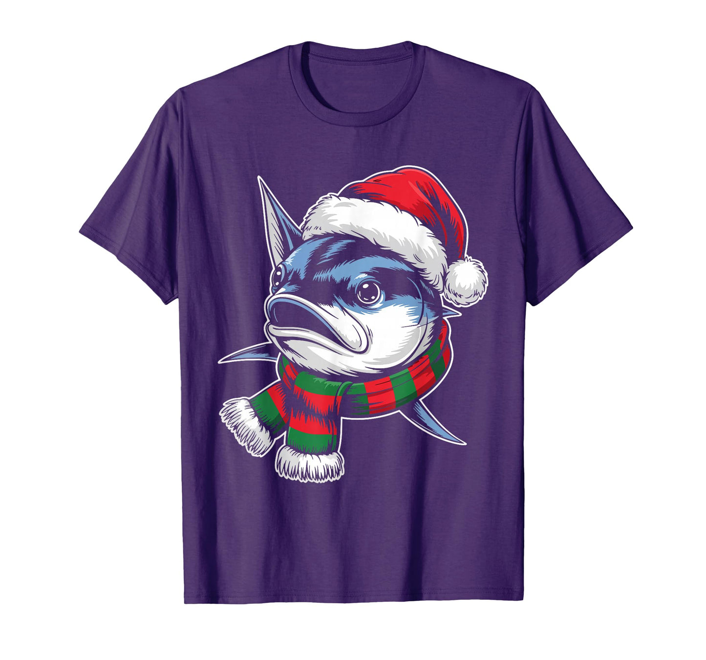 Bluefin Tuna Xmas Santa Hat Scarf Christmas Costume T-Shirt