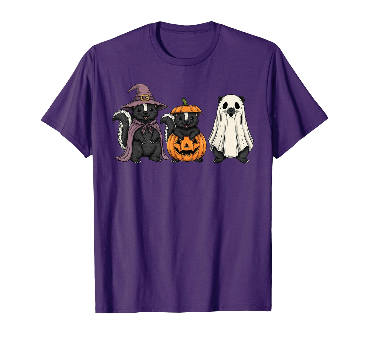 Spooky Ghost Skunk Lover Pumpkin Halloween T-Shirt