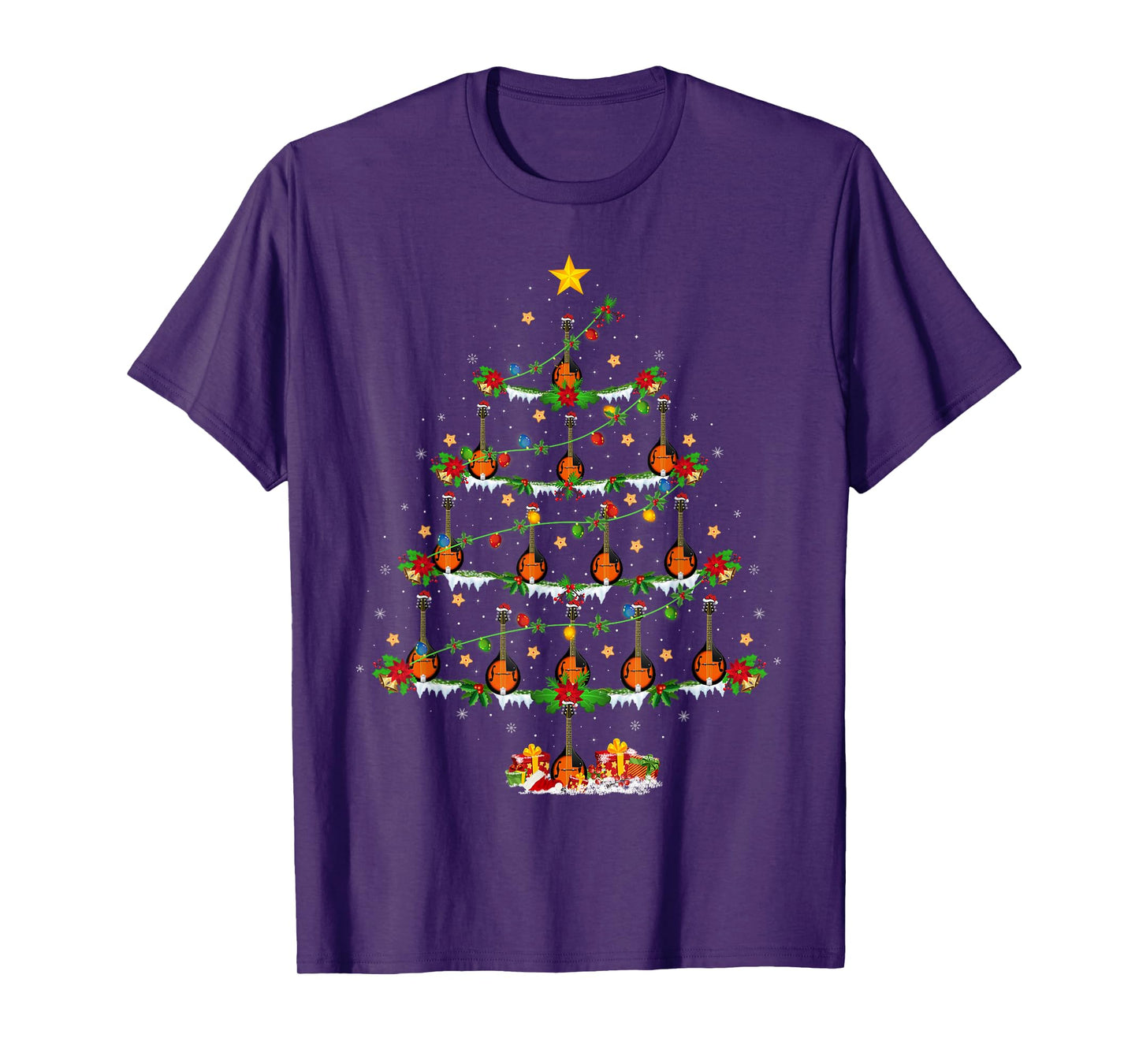 Mandolin Christmas Tree Lights Music Lover Musical Xmas T-Shirt
