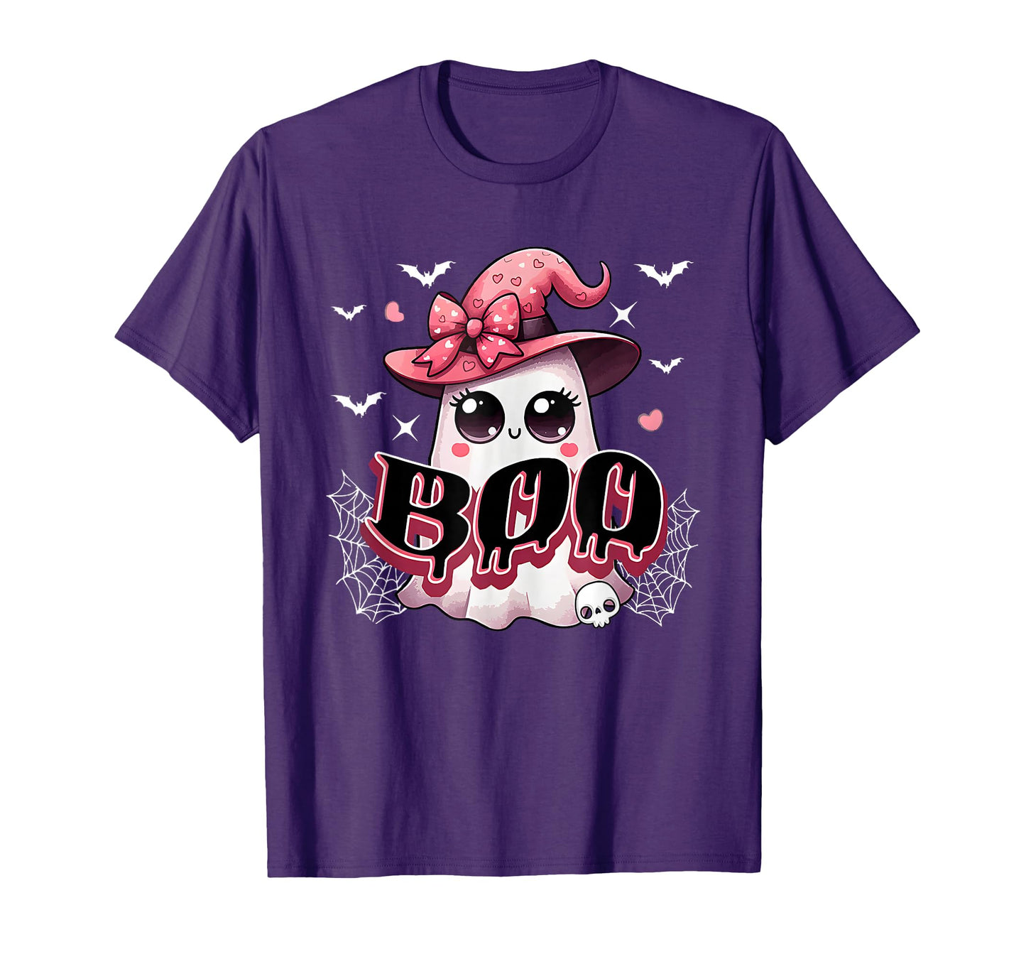 Cute Coquette Bow Pink Spooky Boo Ghost Pumpkin Halloween T-Shirt
