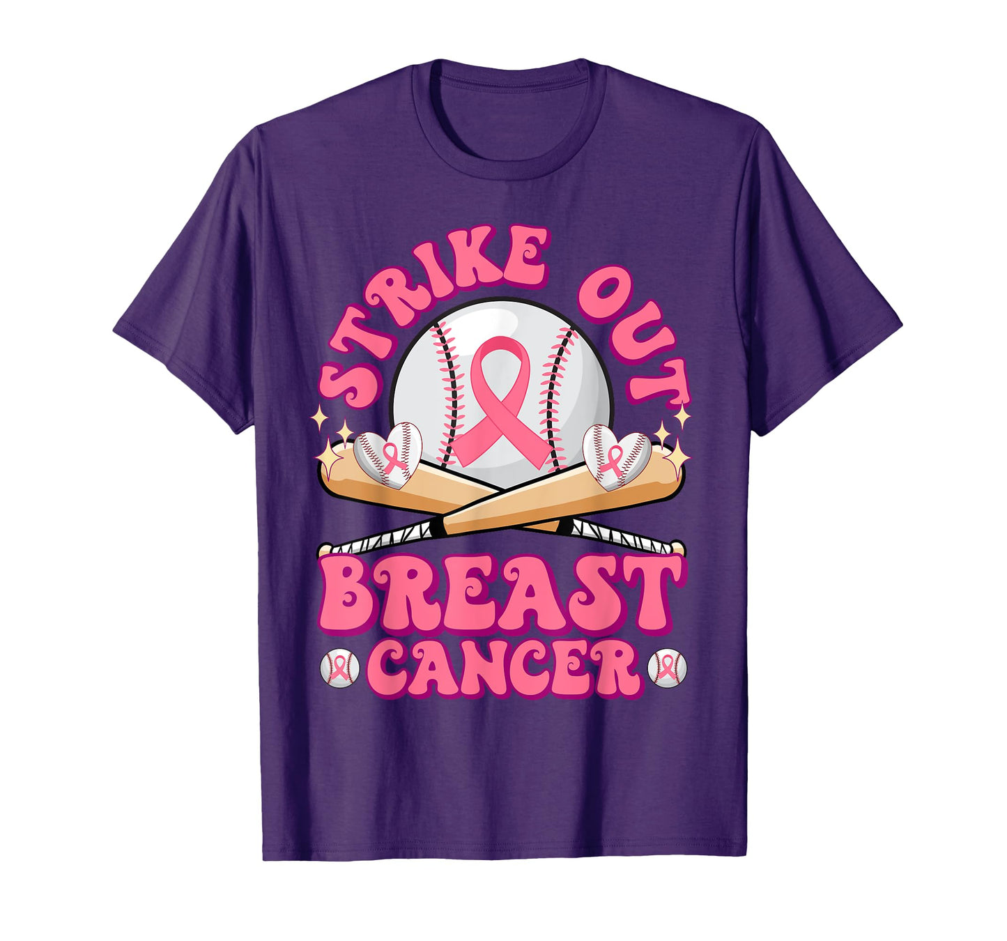 Strike Out Breast Cancer Awareness Pink October Baseball T-Shirt