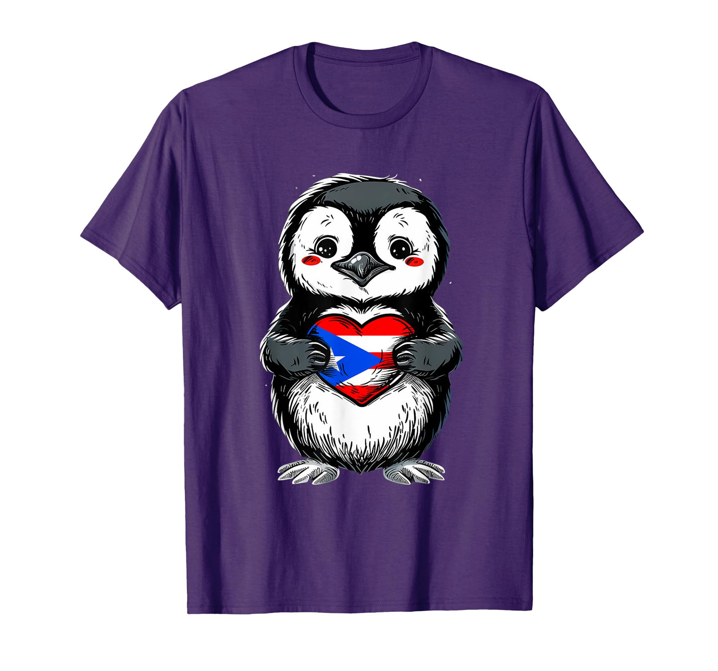 Puerto Rico Cute Penguin Heart Puerto Rican Flag Boricua T-Shirt