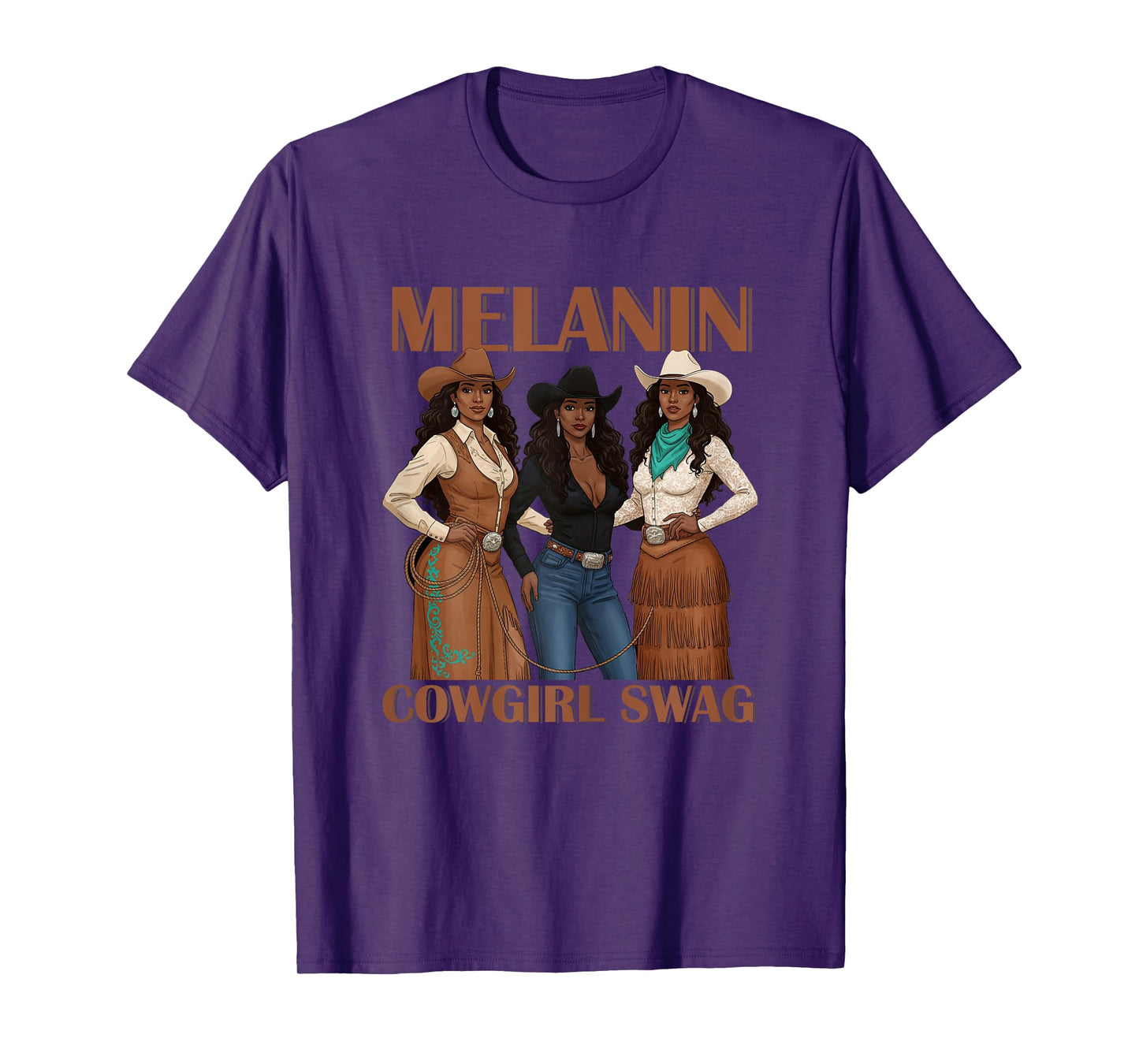 Let's Go Girls Retro Western Country Melanin Cowgirl Swag T-Shirt