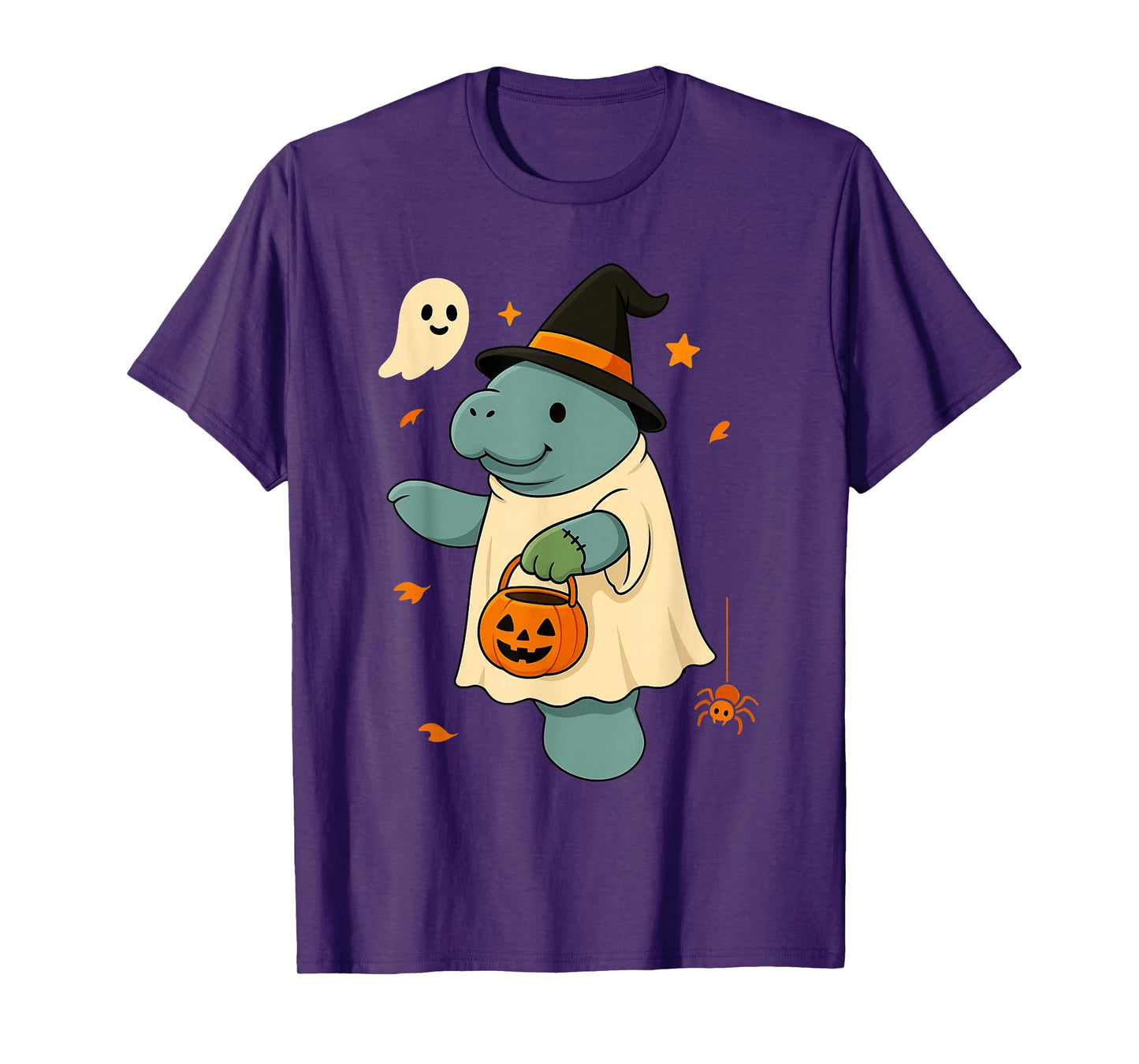 Cute Manatee Ghost Zombie Witch Halloween Costume Kids T-Shirt