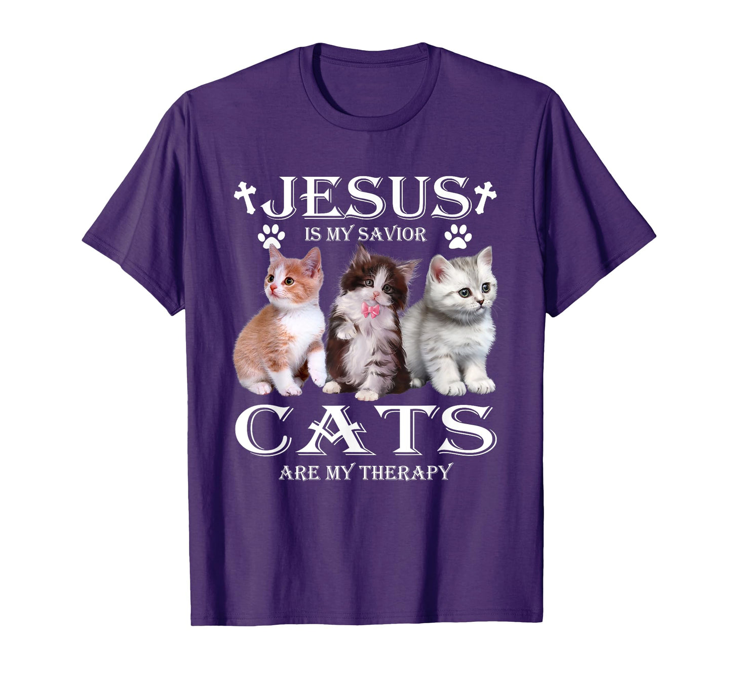 Jesus is My Savior Cats Are My Therapy Christians Cat Lover T-Shirt