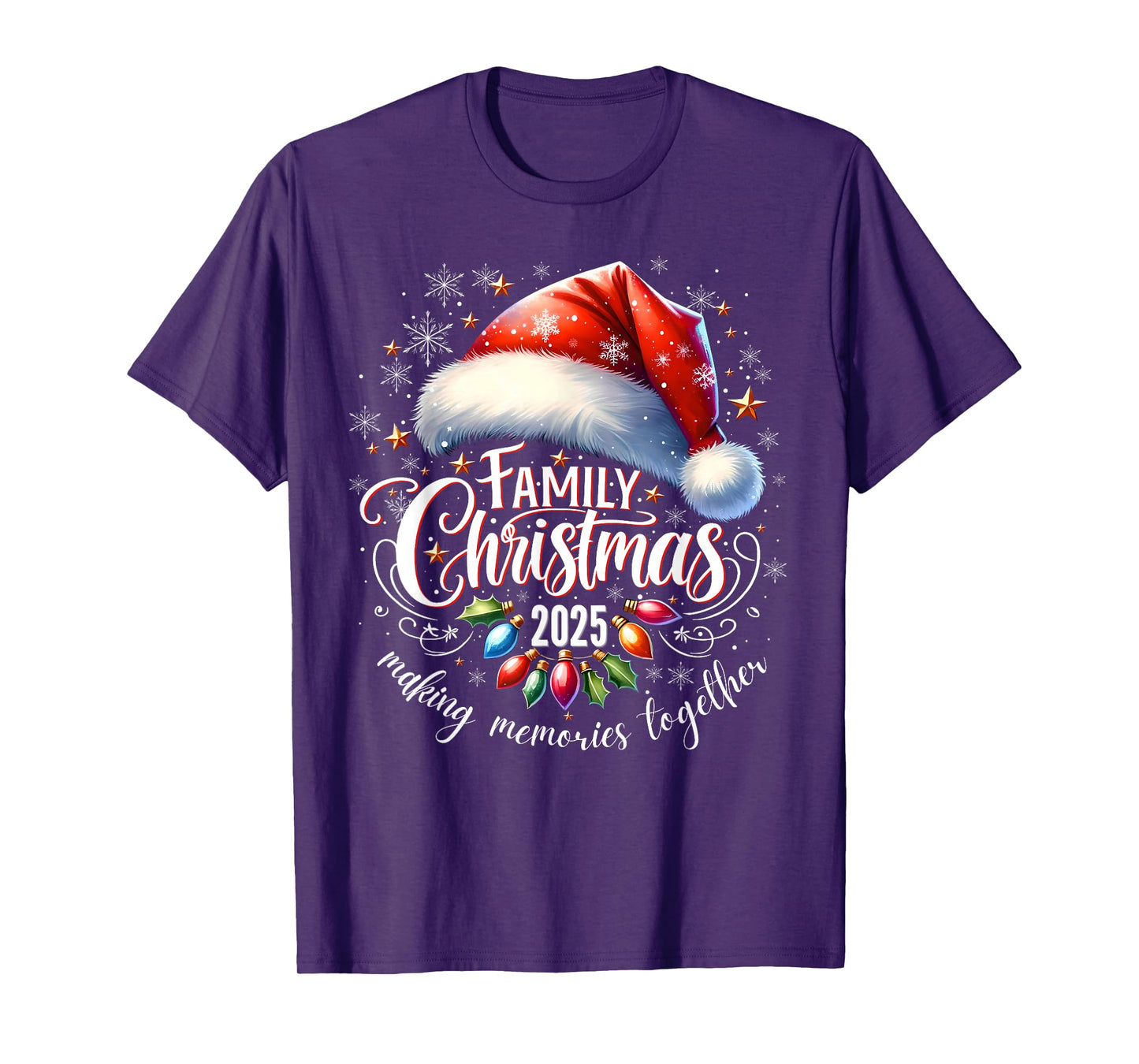 Family Christmas 2025 Xmas Lights Santa Snowflake Pajamas T-Shirt