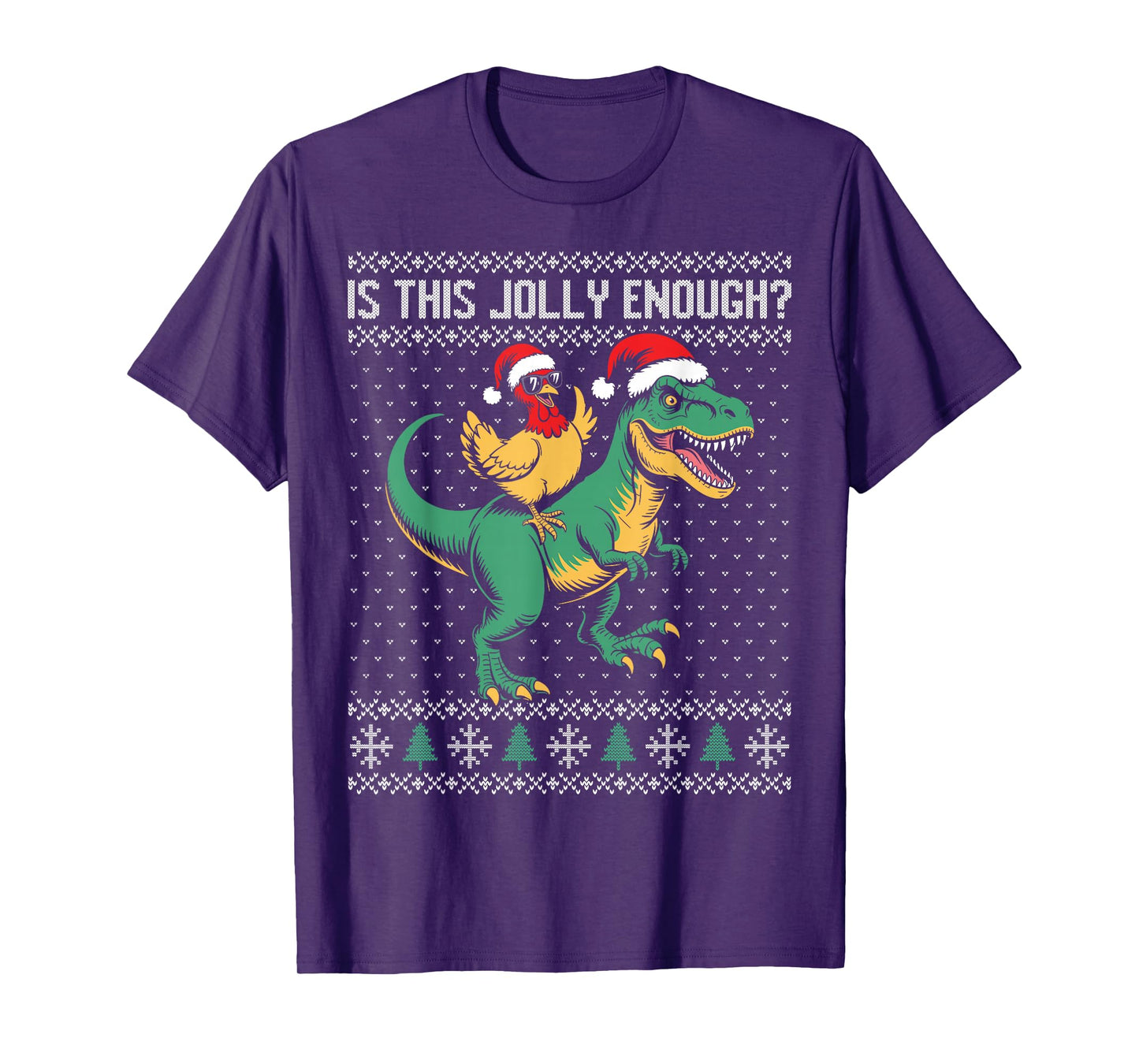 is This Jolly Enough, Christmas Chicken Riding Dinosaur T-Shirt