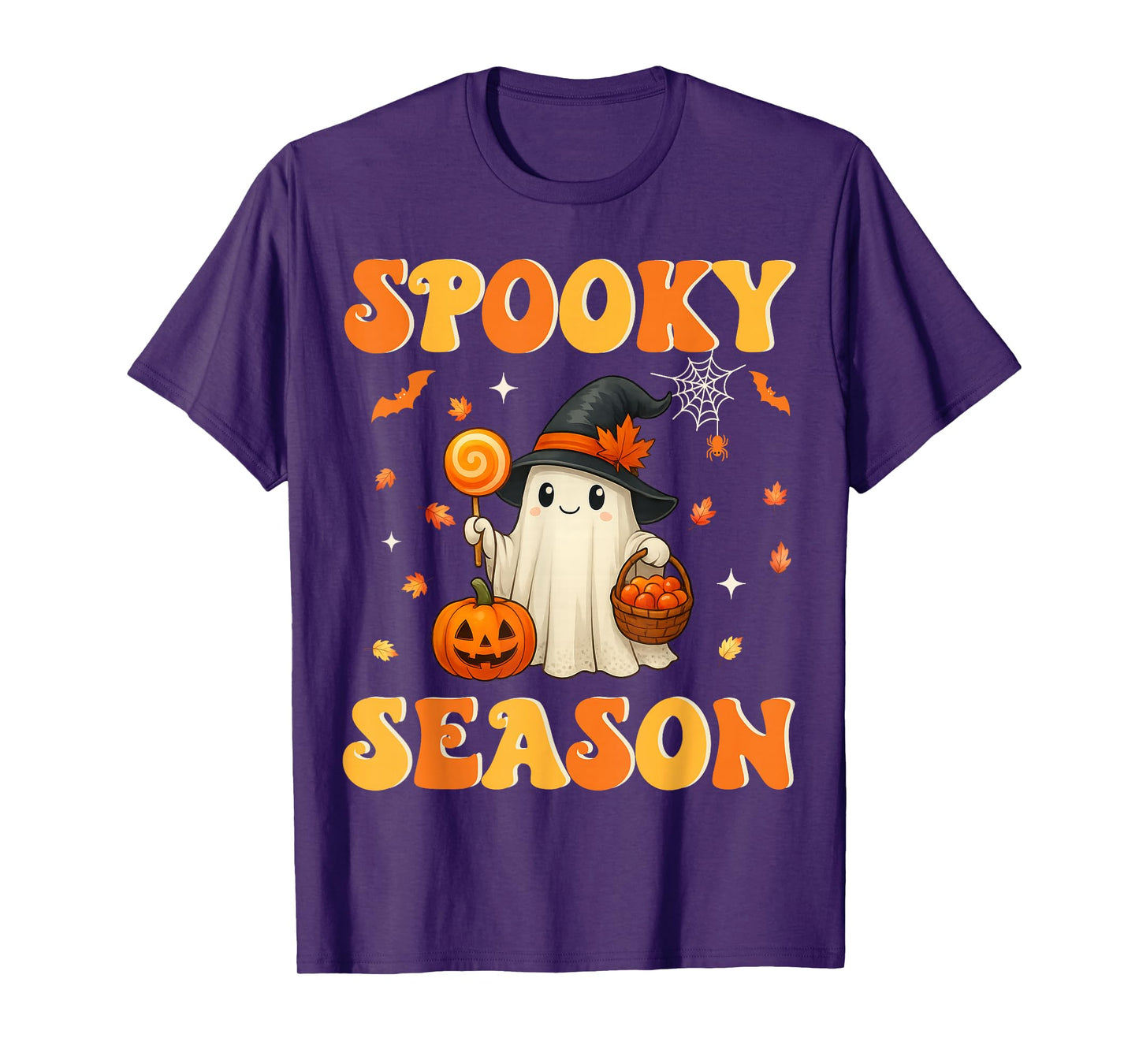 Spooky Season Retro Happy Halloween Ghost Women Girl T-Shirt