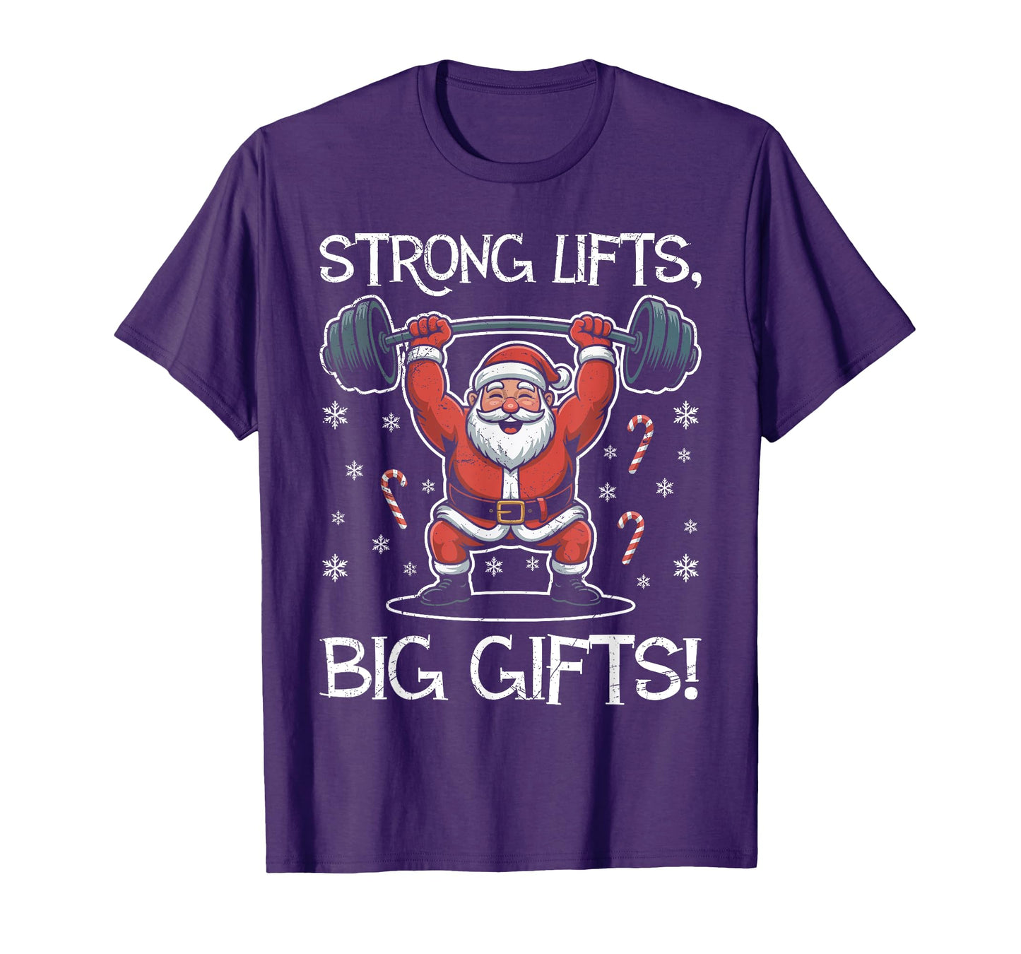 Santa Claus Strong Lifts Big Gifts Funny Gym T-Shirt