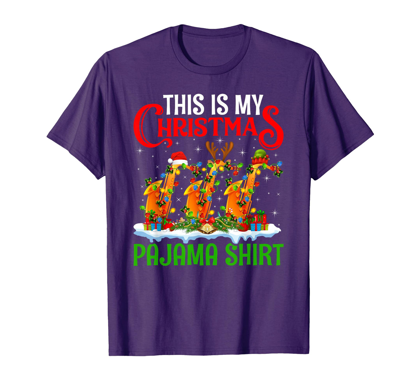 Saxophone Xmas Lights This is My Christmas Pajamas T-Shirt