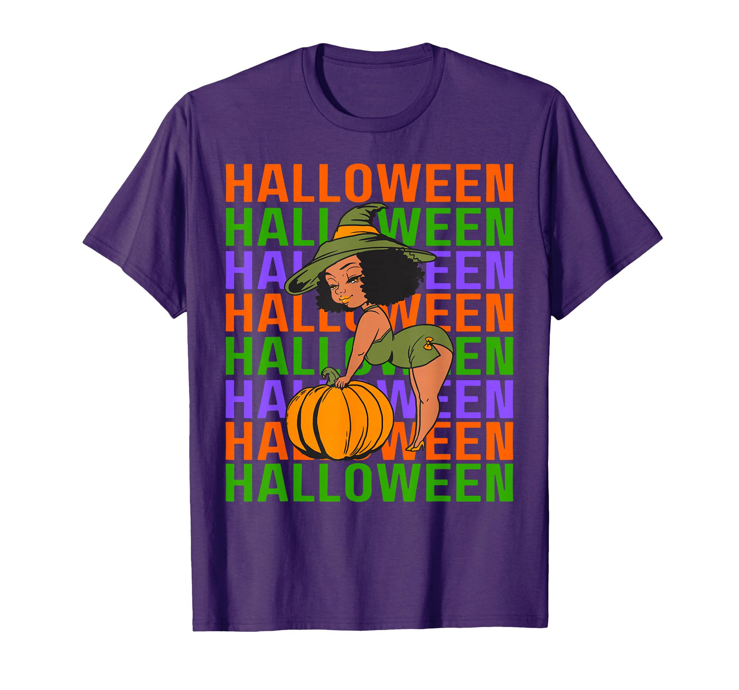 Funny Melanin Halloween Black Girl Magic Scary Witch Costume T-Shirt