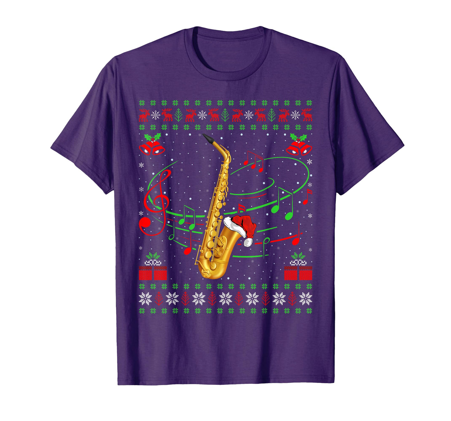 Saxophonist Xmas Ugly Sweater Jazz Music Saxophone Christmas T-Shirt