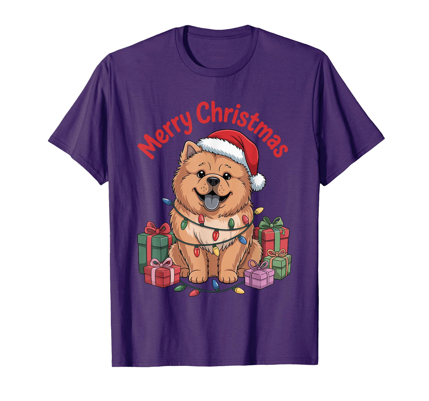 Cute Chow Chow Santa Hat Christmas Xmas Dog Lovers Holiday T-Shirt