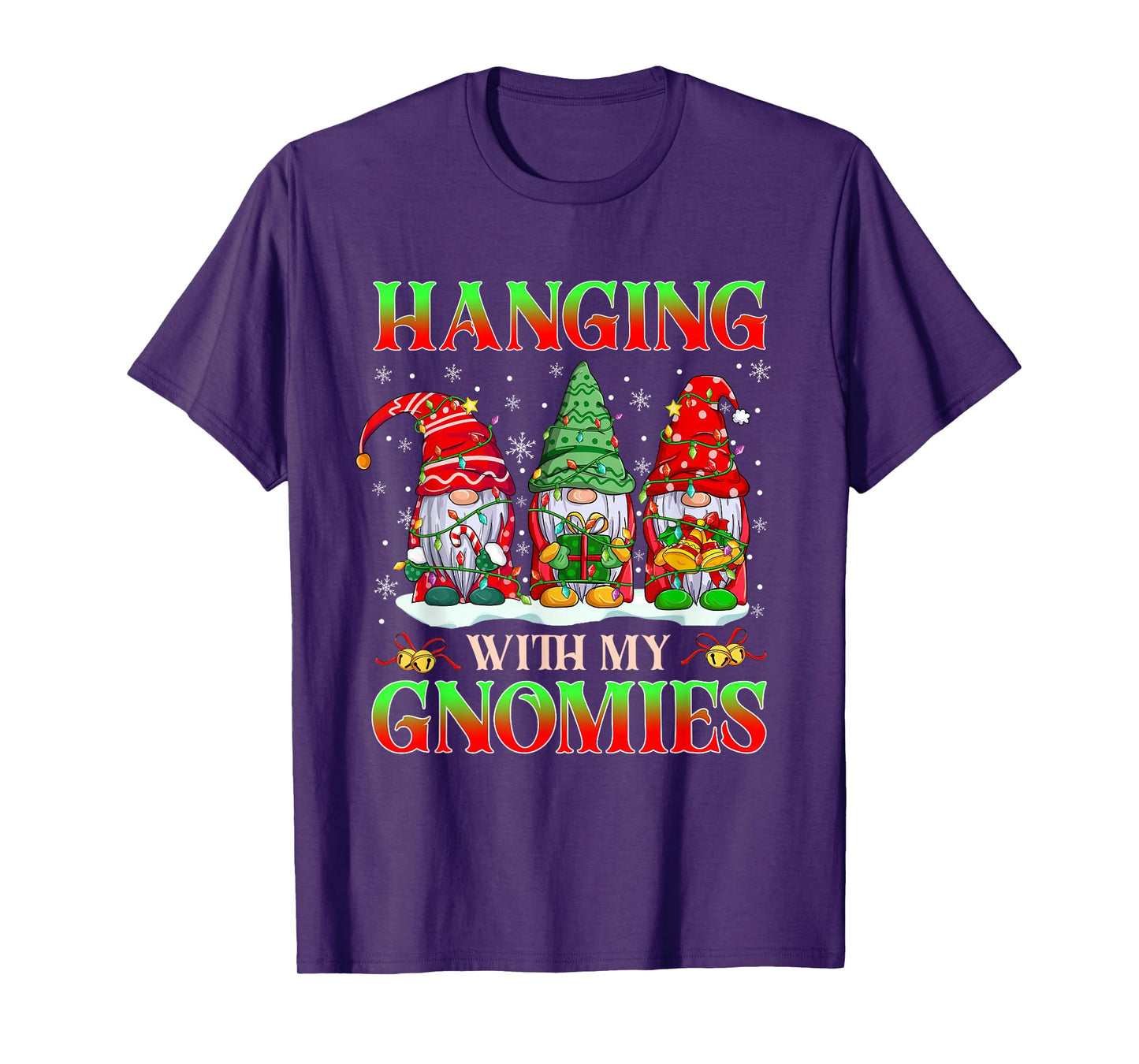Hanging with My Gnomies Matching Christmas Lights Funny Xmas T-Shirt