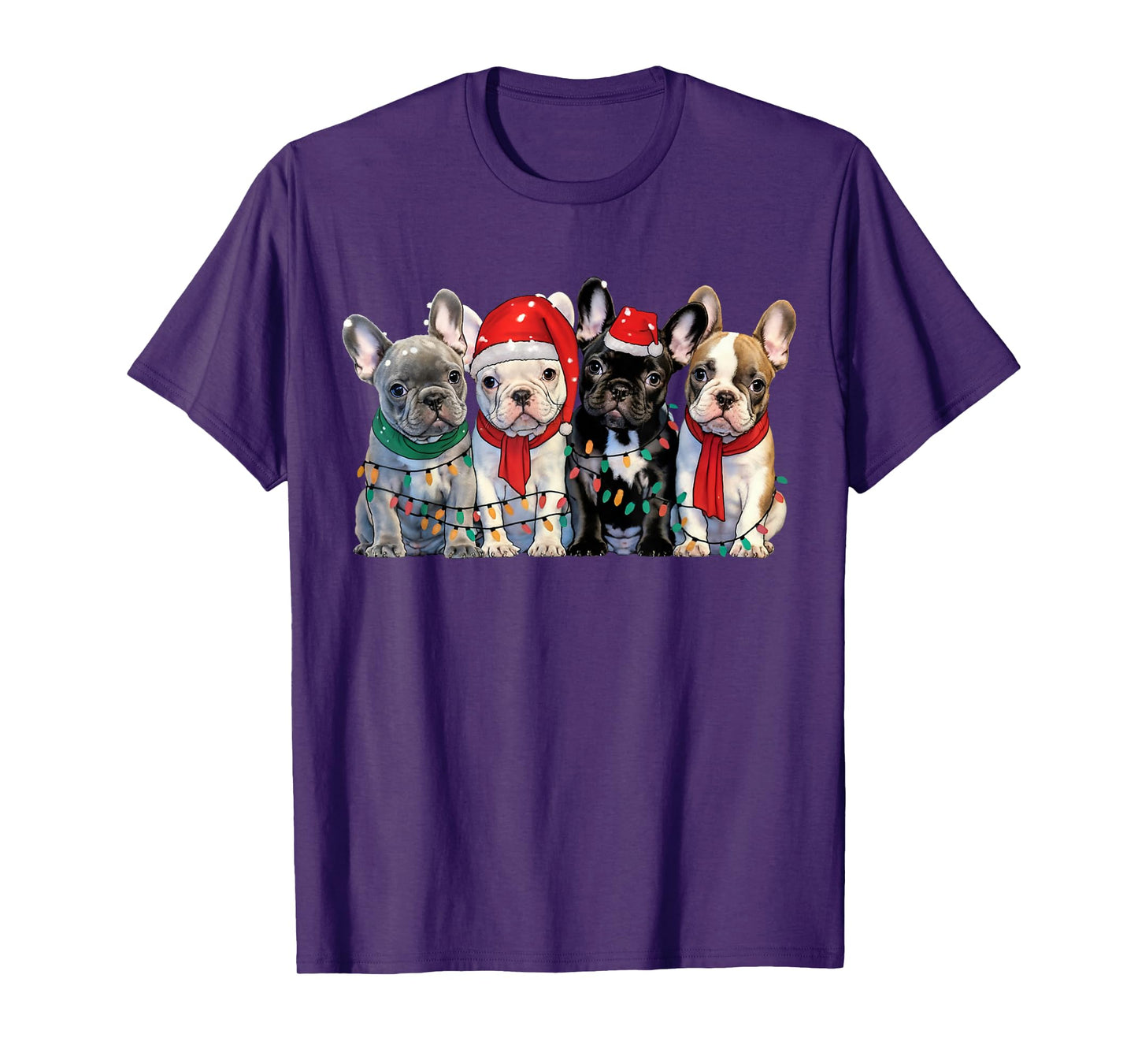 French Bulldog Christmas Lights Xmas Dog Men Women Kids T-Shirt