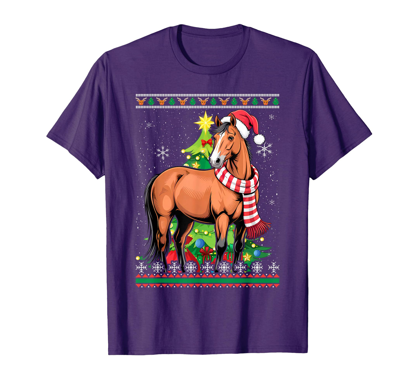 Santa Horse Ugly Sweater Animals Christmas Pajama T-Shirt