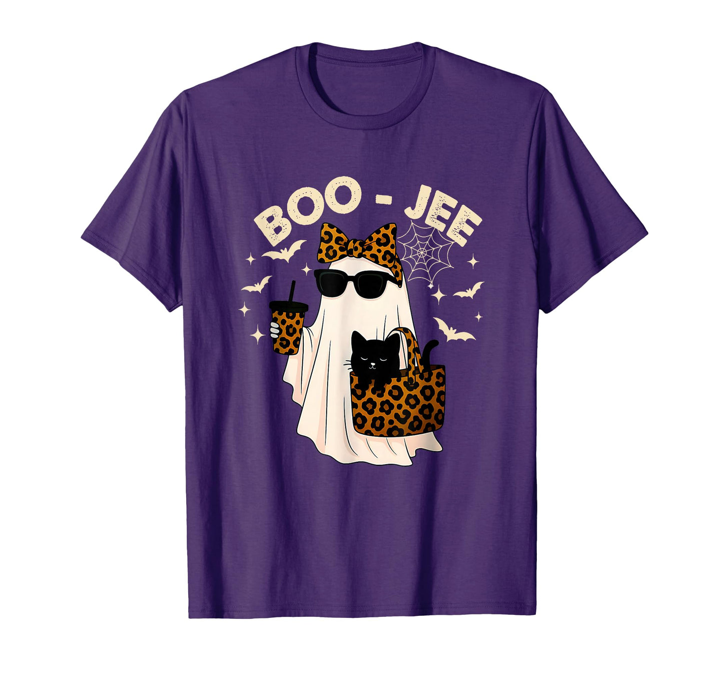 Coquette Leopard Ghost Coffee Boo-JEE Halloween Boujee Ghost T-Shirt