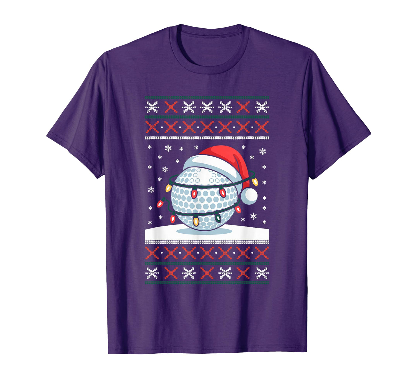 Golf Ball Santa Hat Ugly Christmas Sweater Golfer Golfing T-Shirt