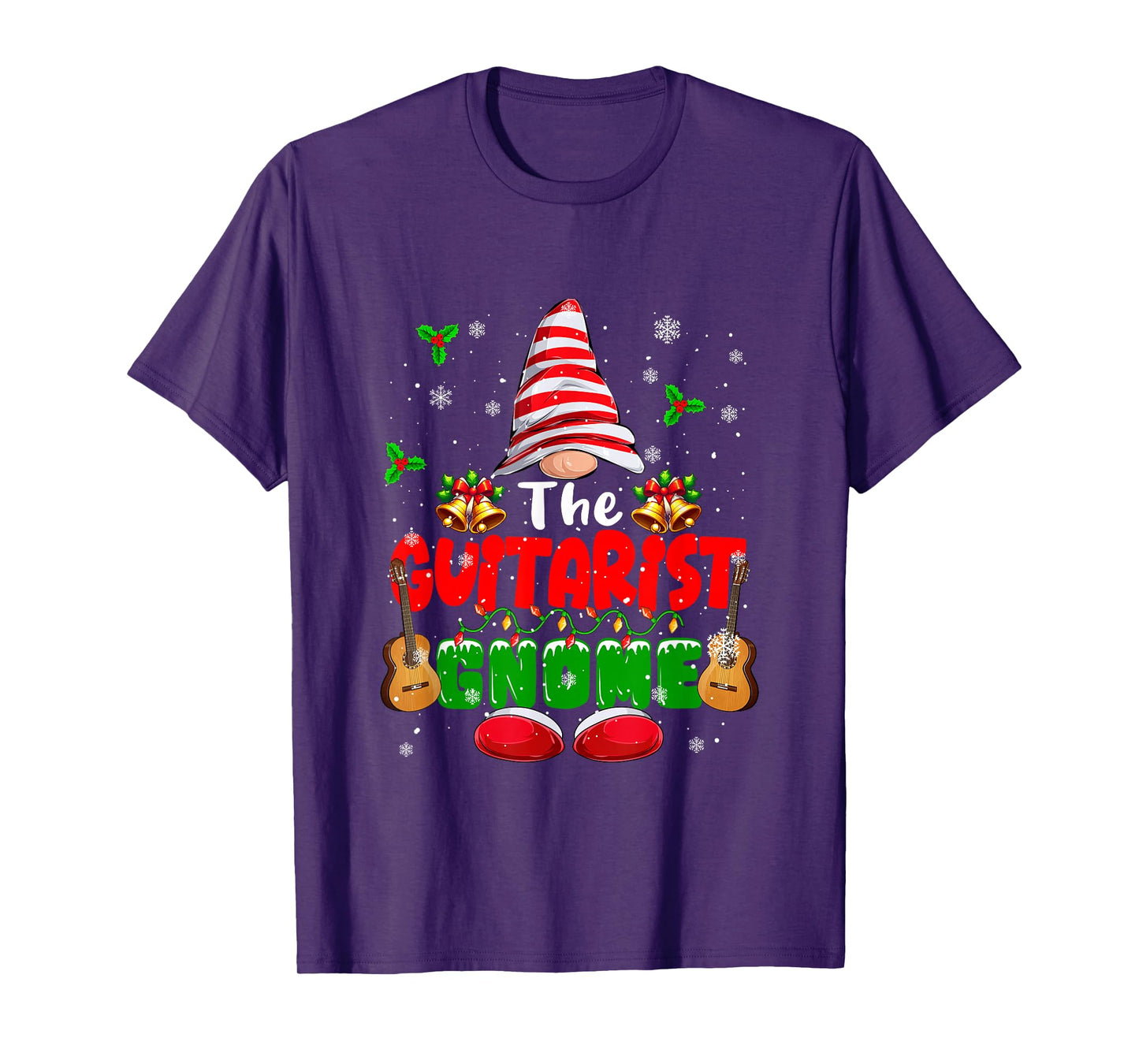 The Guitarist Gnome Christmas Colorful Costume Job Team T-Shirt
