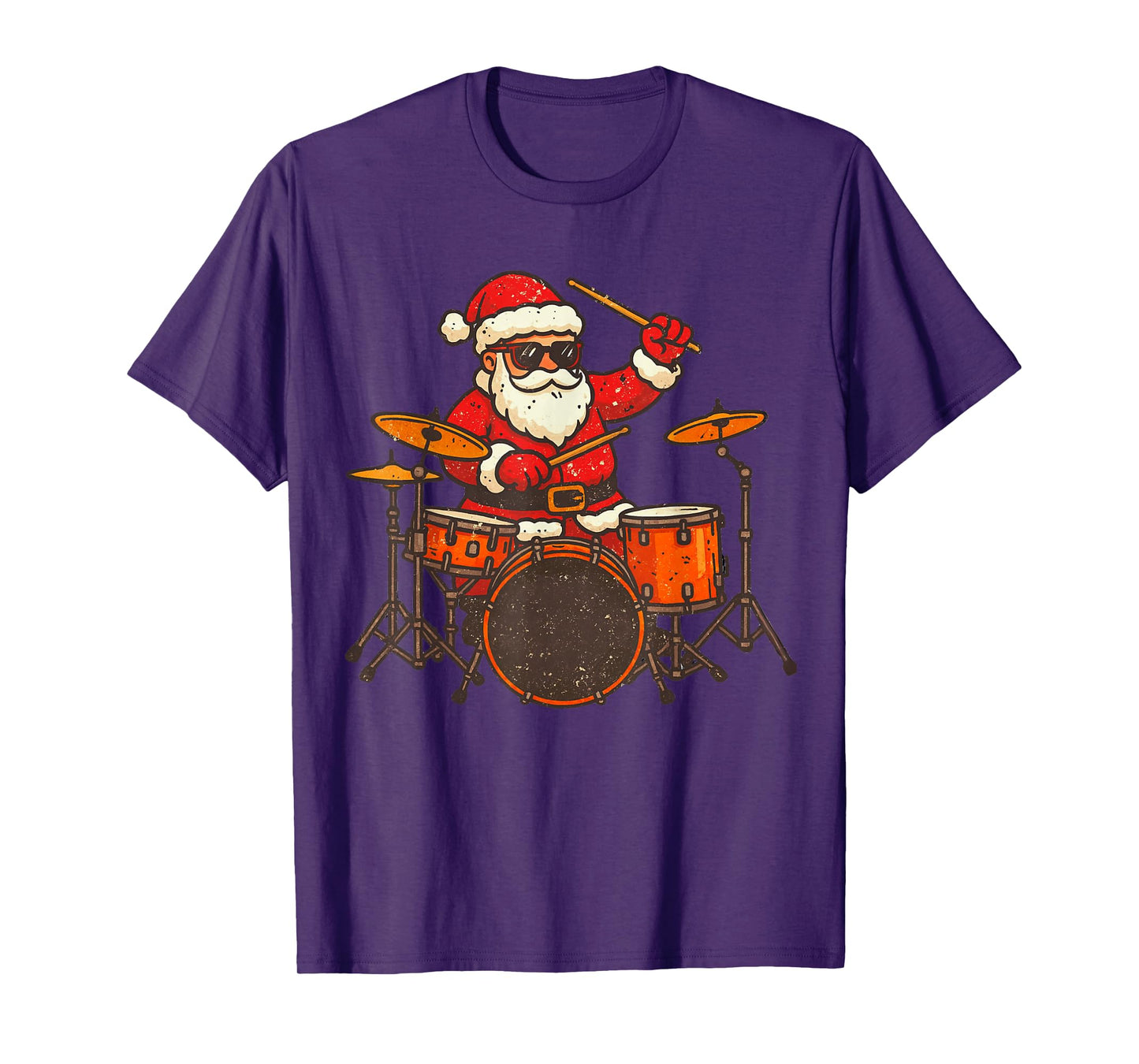 Santa Playing Drums Christmas Vintage Drummer Xmas T-Shirt