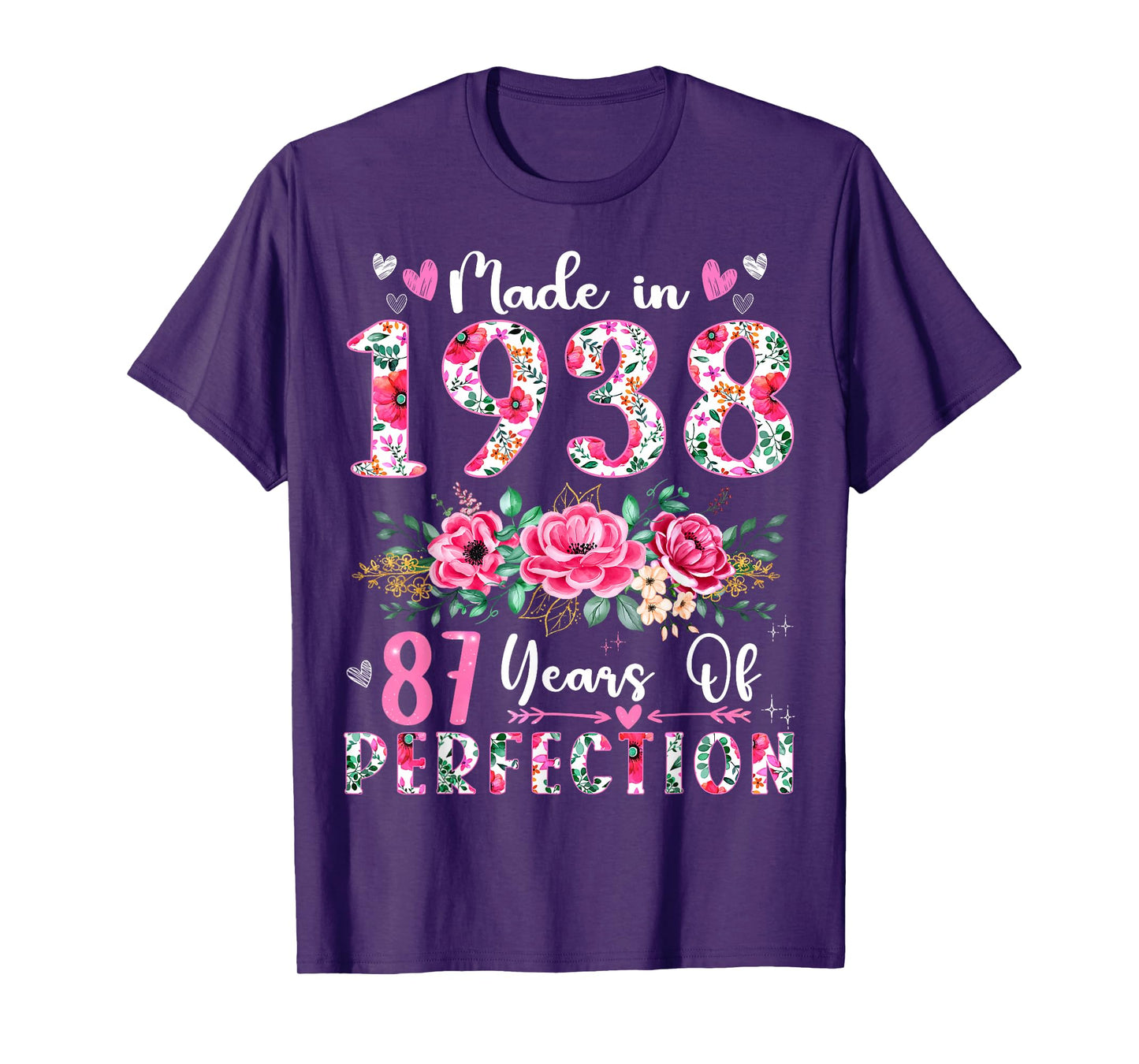 87 Year Old Made In 1938 Floral 87th Birthday Women T-Shirt