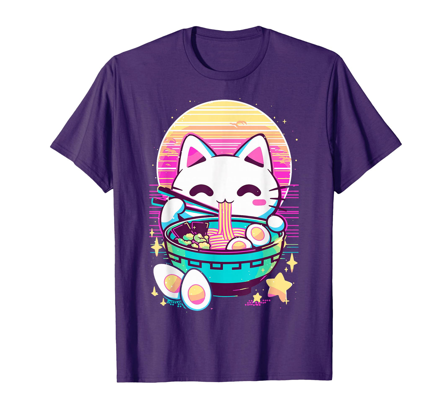 Anime Cat Eating Ramen Japanese Ramen Cat Japan T-Shirt