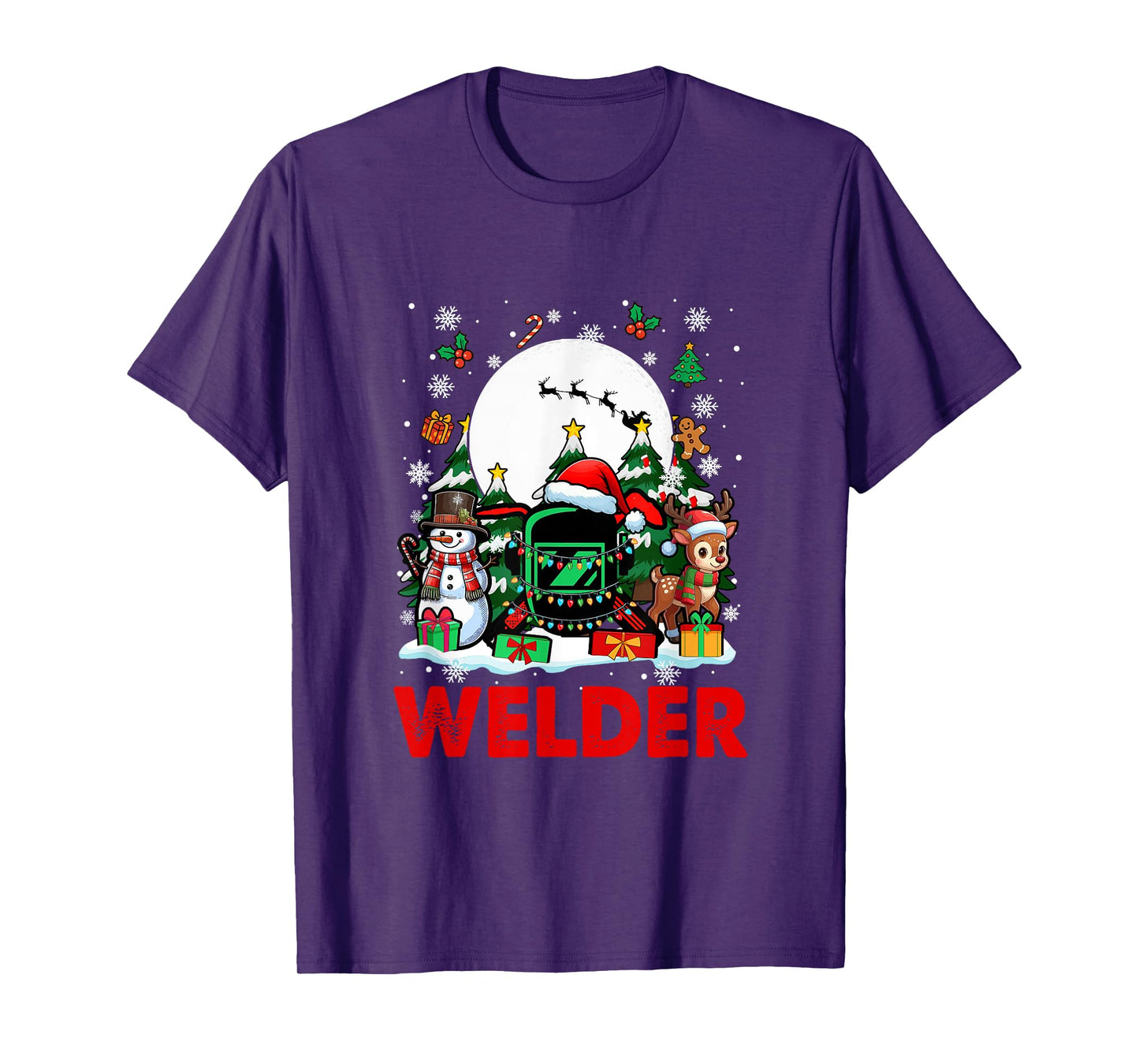 Welder Job Tools Santa Snowmen Reindeer Christmas Trees T-Shirt