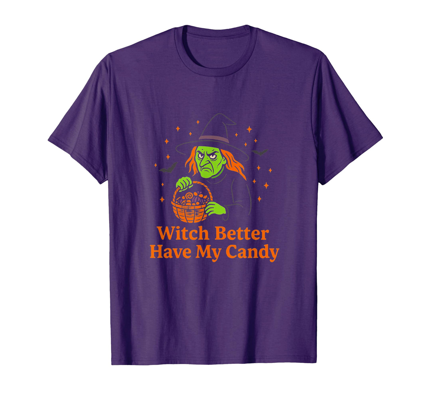 Halloween, Angry Witch Holding Candy Basketball, Spooky & Fun T-Shirt
