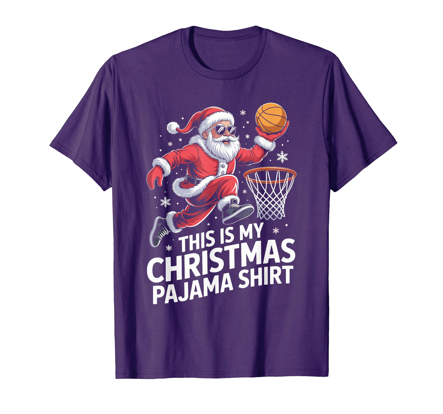 Funny Santa Claus Basketball Player Christmas for Kids Men T-Shirt