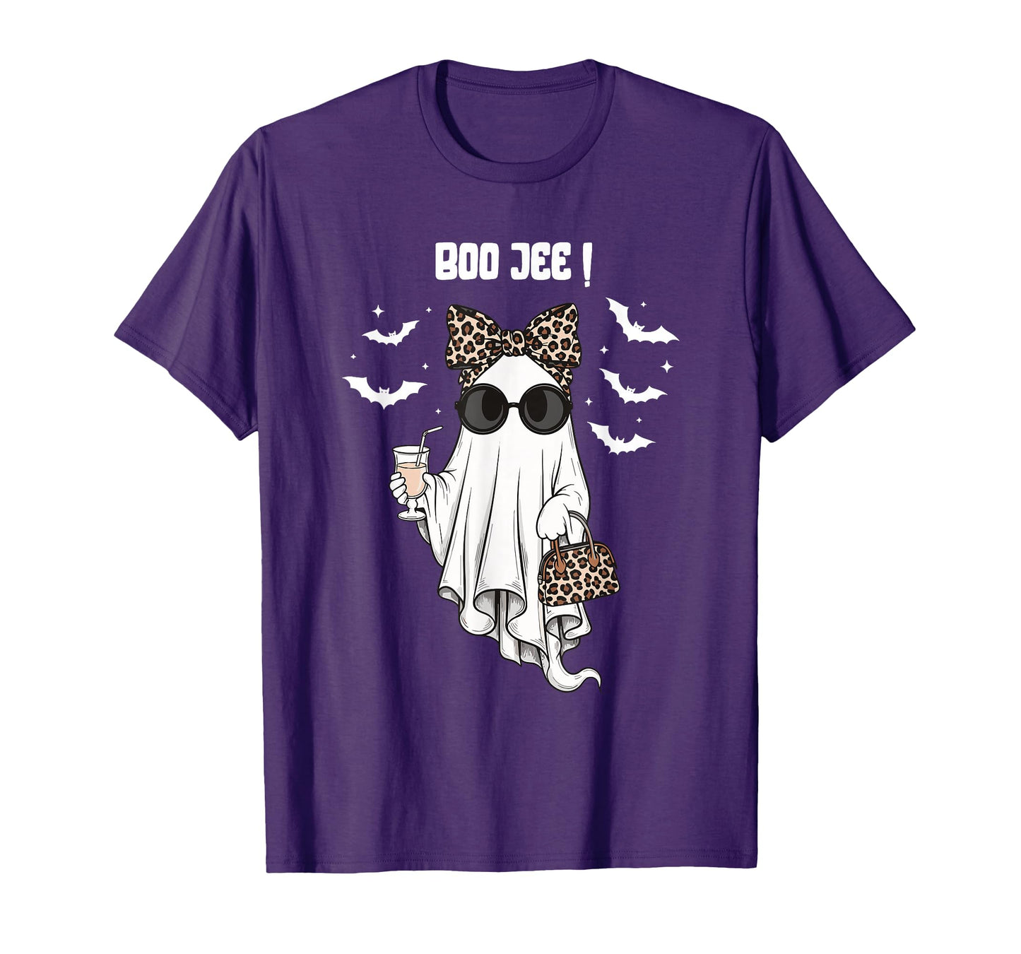 Coquette Leopard Ghost Coffee Boo-JEE Halloween Boujee Ghost T-Shirt