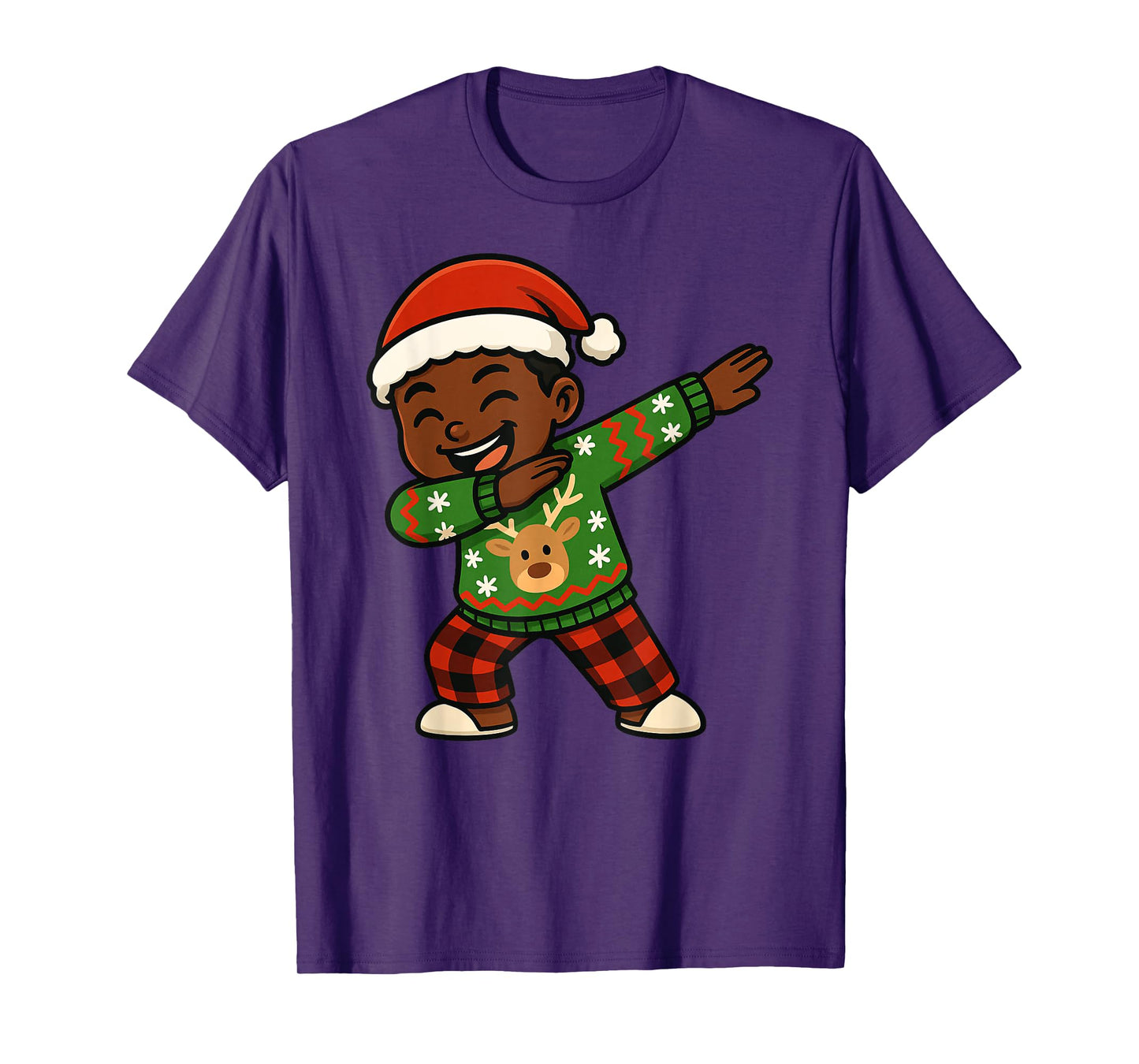 Funny Black Kid Xmas Dabbing Merry Christmas Santa Boys Girl T-Shirt
