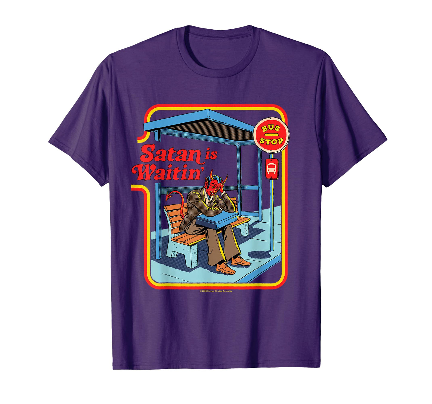 Satan is Waitin Devil Sarcastic Vintage Funny Adult Humor T-Shirt