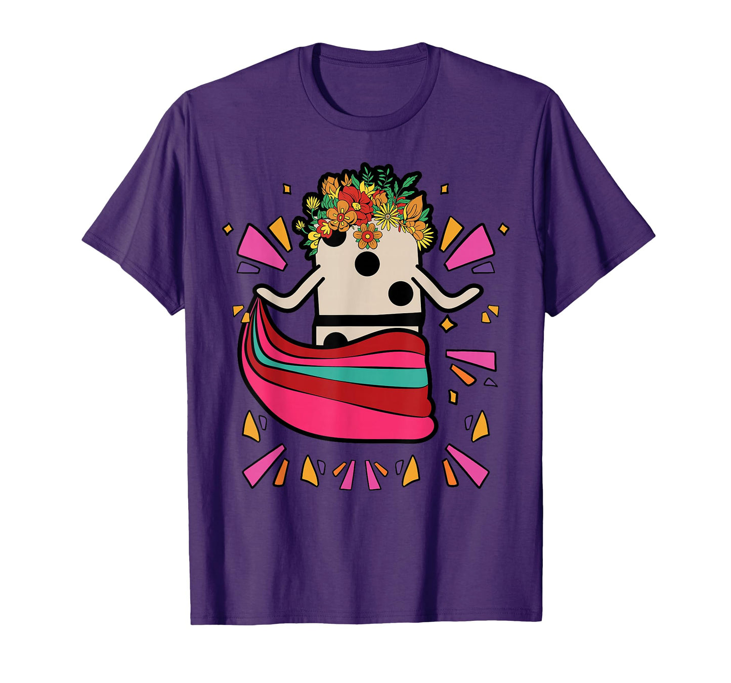 Dancing Mexican Train Domino Tile Flowers Funny T-Shirt