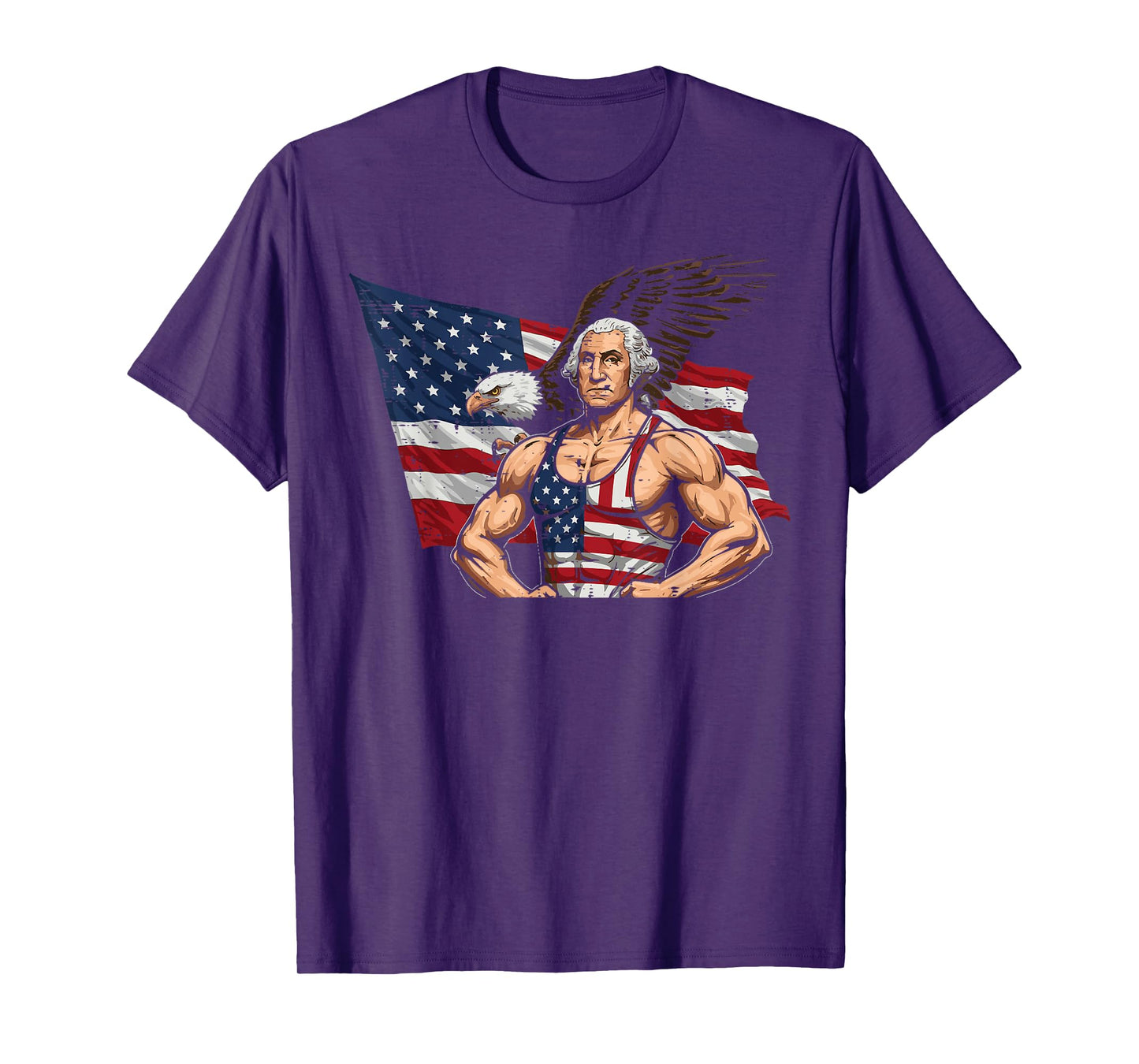 4th Of July Gym Washington Muscle Flag Workout Men Women T-Shirt