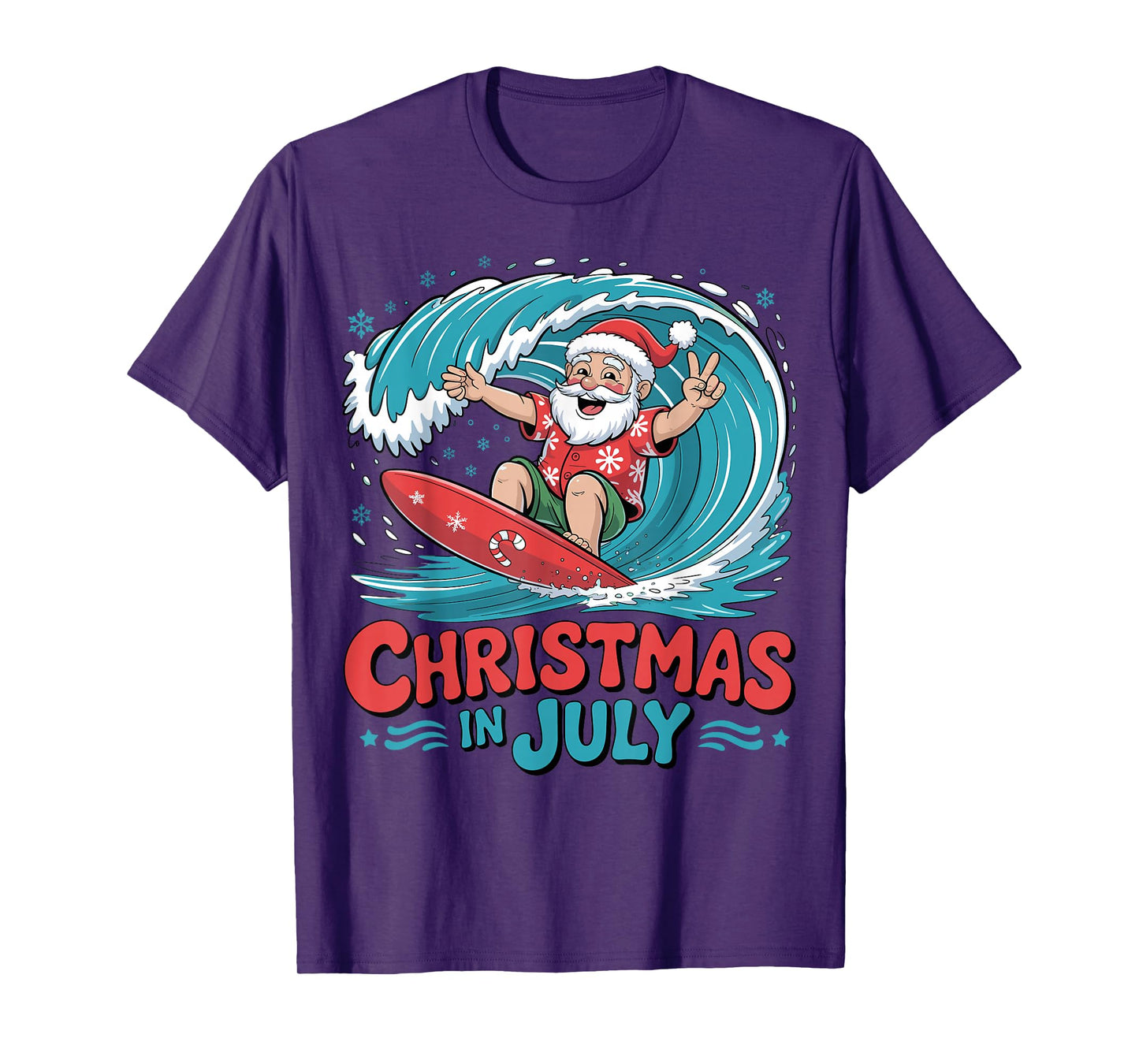 Christmas in July Santa Surf Summer T-Shirt