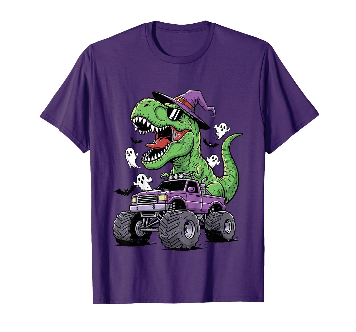 Kids Halloween Dino On Monster Truck Trex Costume Boys Kids Youth T-Shirt