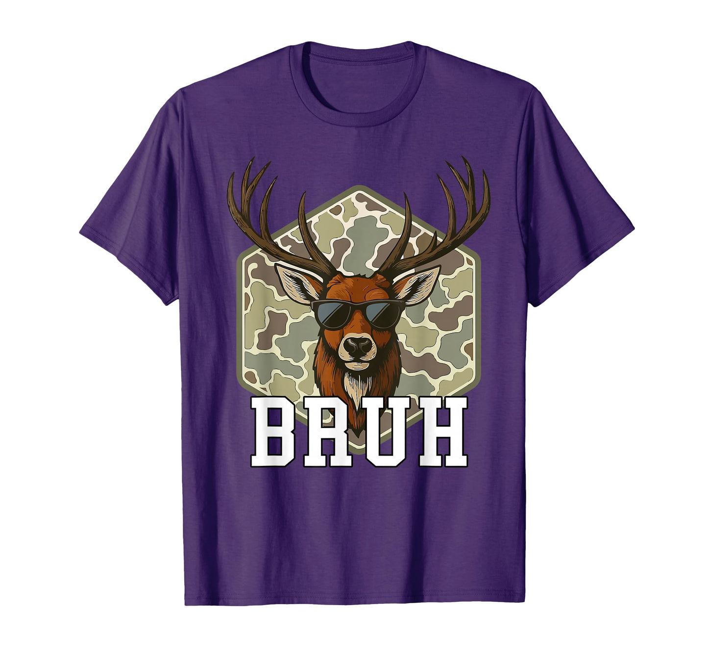 Bruh Deer Funny Deer Hunting Camo Hat Youth Teens Kids Slang T-Shirt