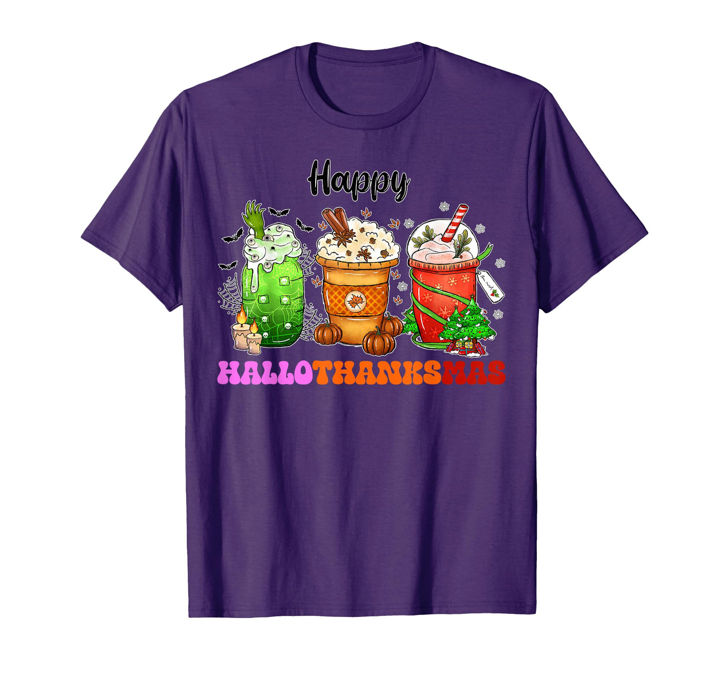 Halloween Thanksgiving Happy Hallothanksmas Coffee Latte T-Shirt
