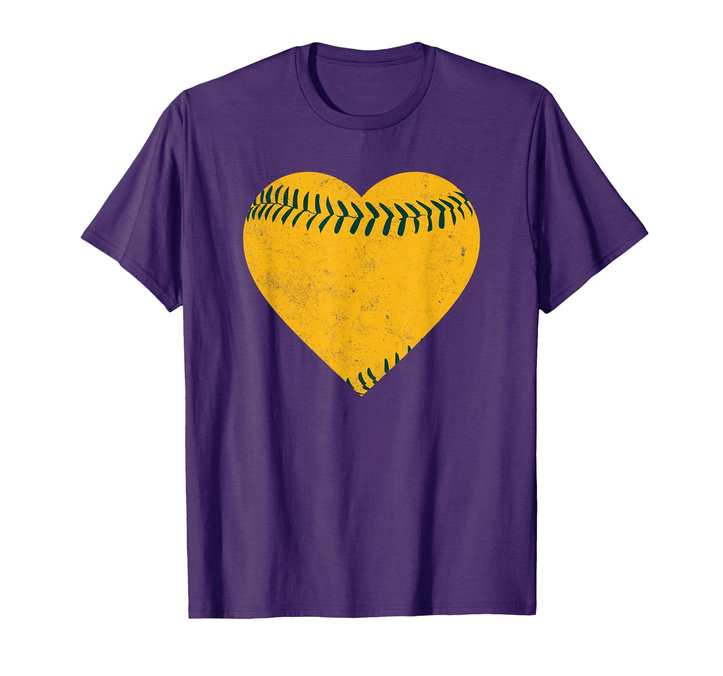 Vintage Gold and Green Baseball Heart T-Shirt