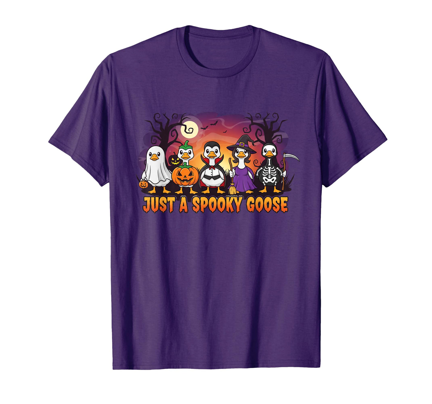 Just A Spooky Goose Tee Funny Halloween Goose Gang Gifts T-Shirt
