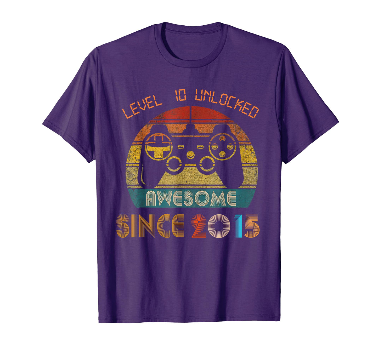 Level 10 Unlocked Awesome Since 2015 10th Birthday Gaming T-Shirt