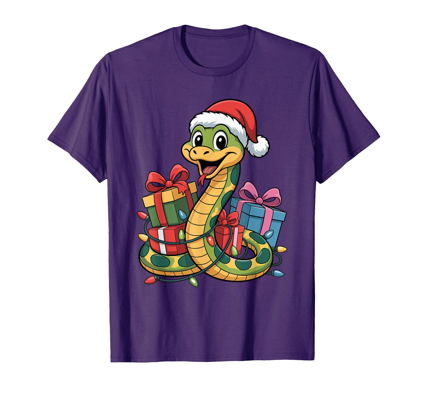 Funny Snake Santa Hat Animals Lovers Ugly Christmas Pajamas T-Shirt