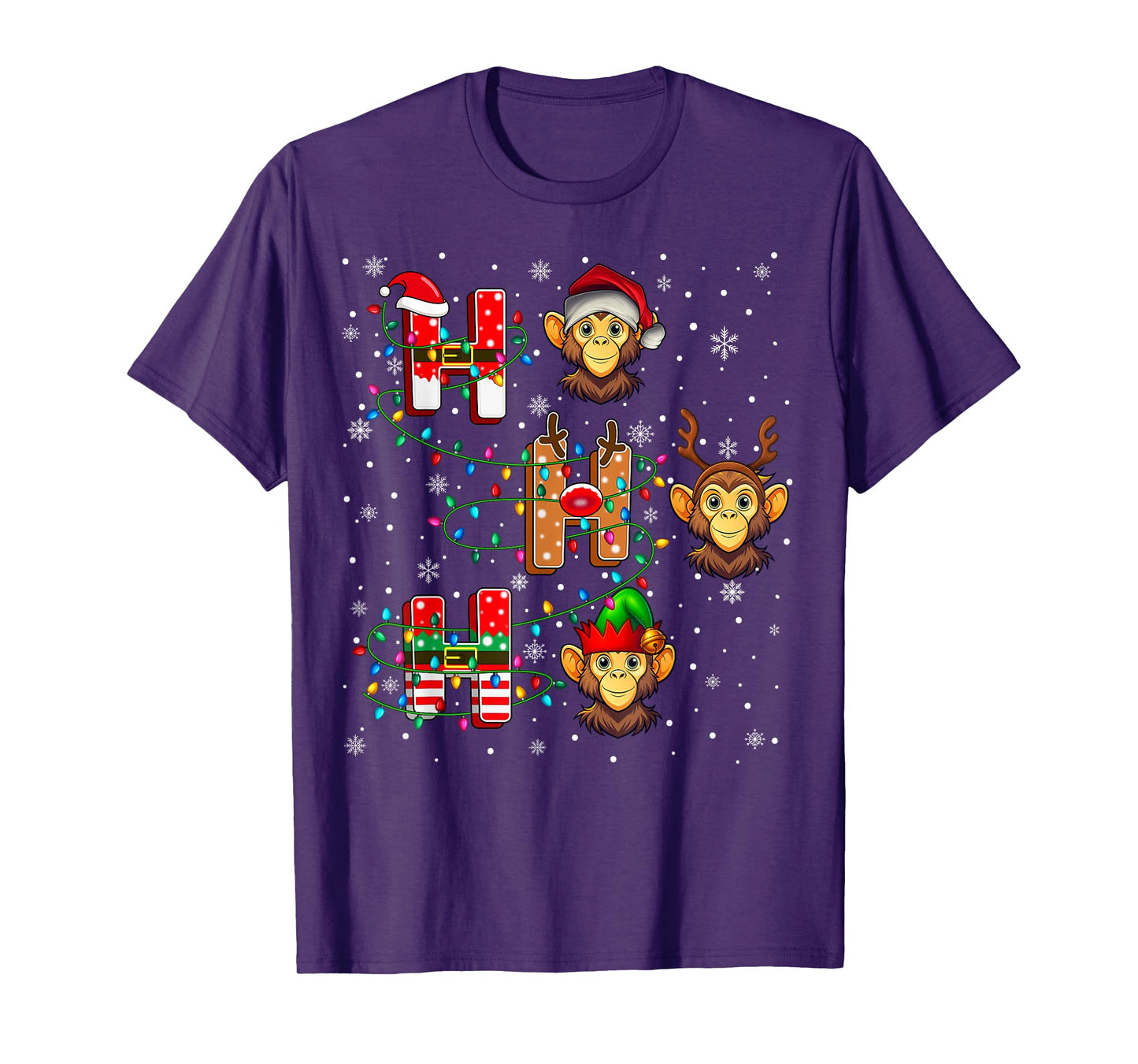 Ho Ho Ho Santa Reindeer Hat Monkey Animal Christmas T-Shirt
