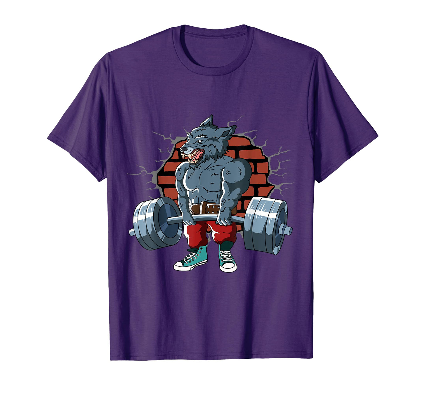 Fitness Alpha Wolf doing Deadlift Workout Training Gym T-Shirt