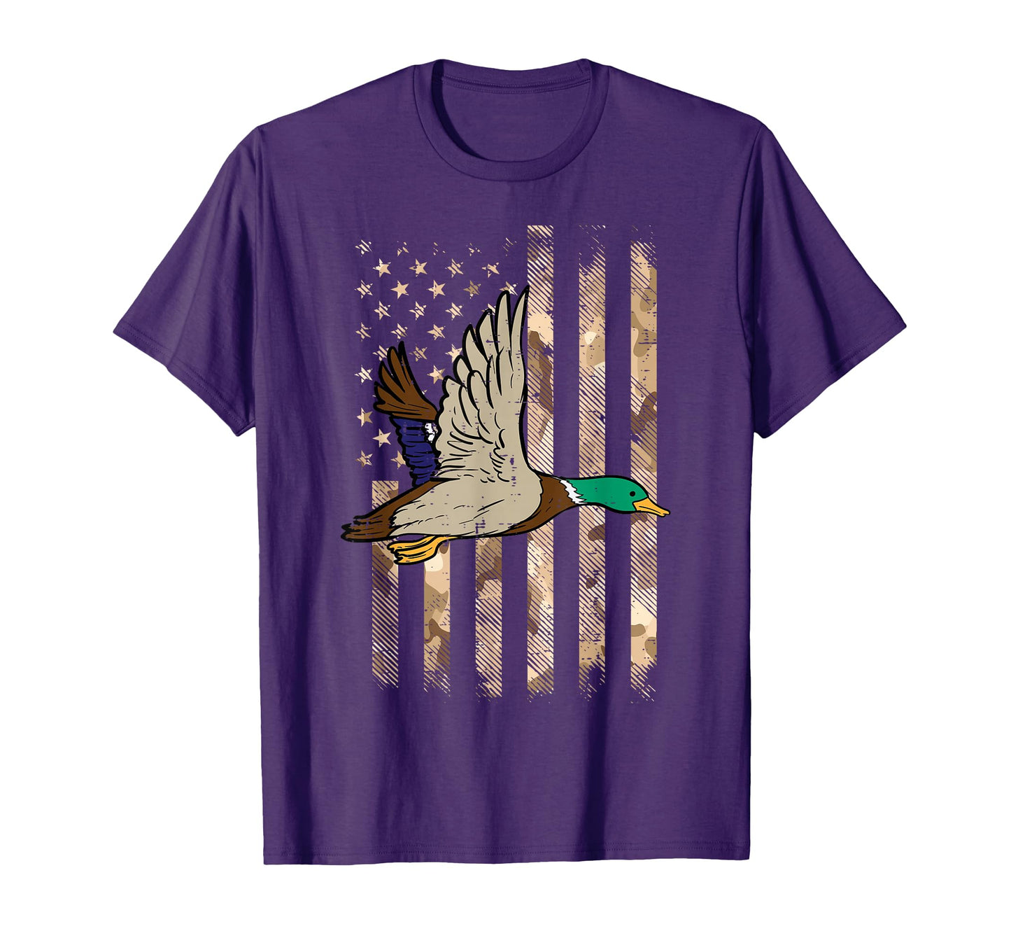 Duck Camo US Flag Vintage Patriotic Hunter Men Women Kids T-Shirt