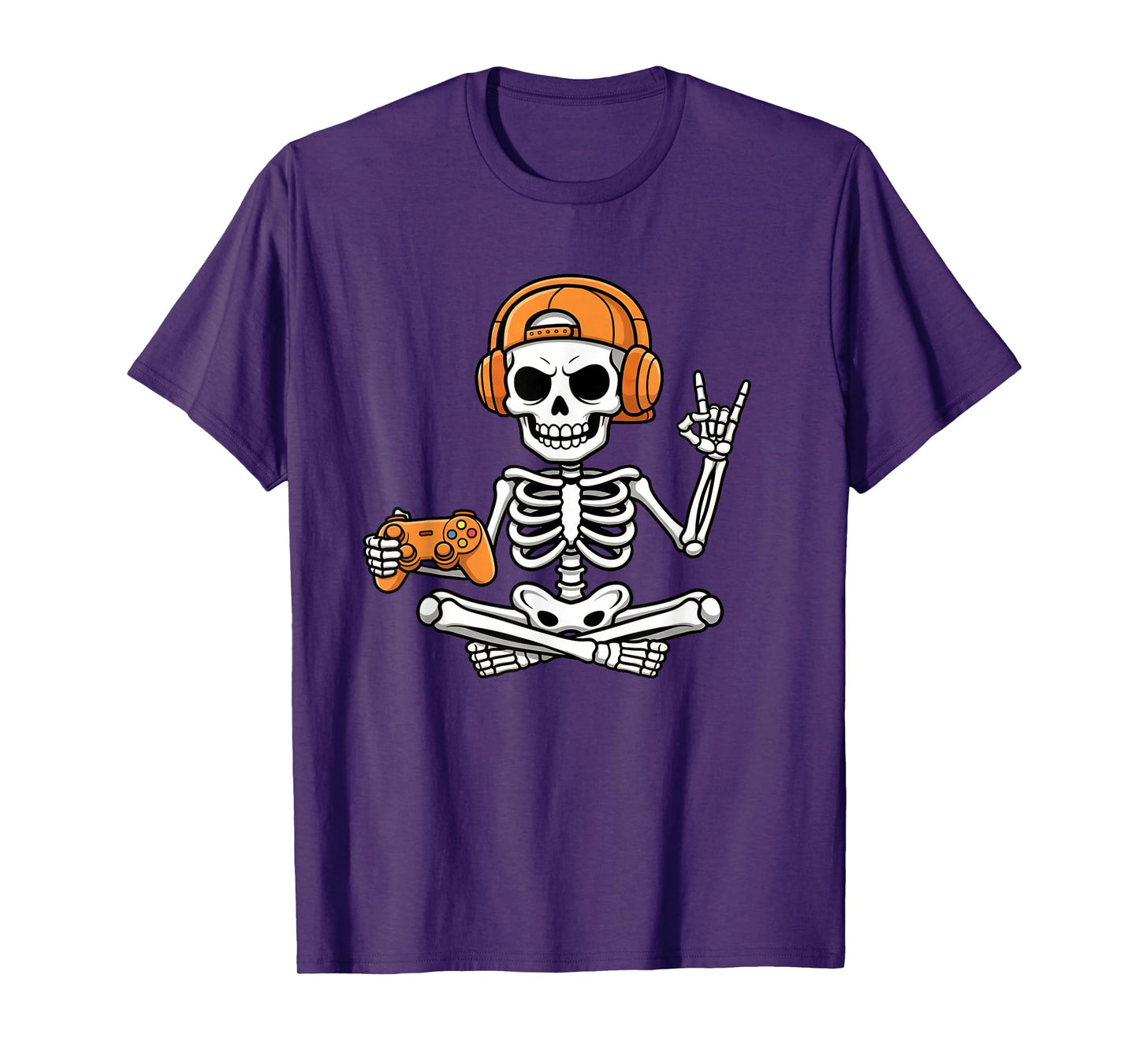 Halloween Skelton Gamer Video Gaming Funny Kids Boys Men T-Shirt